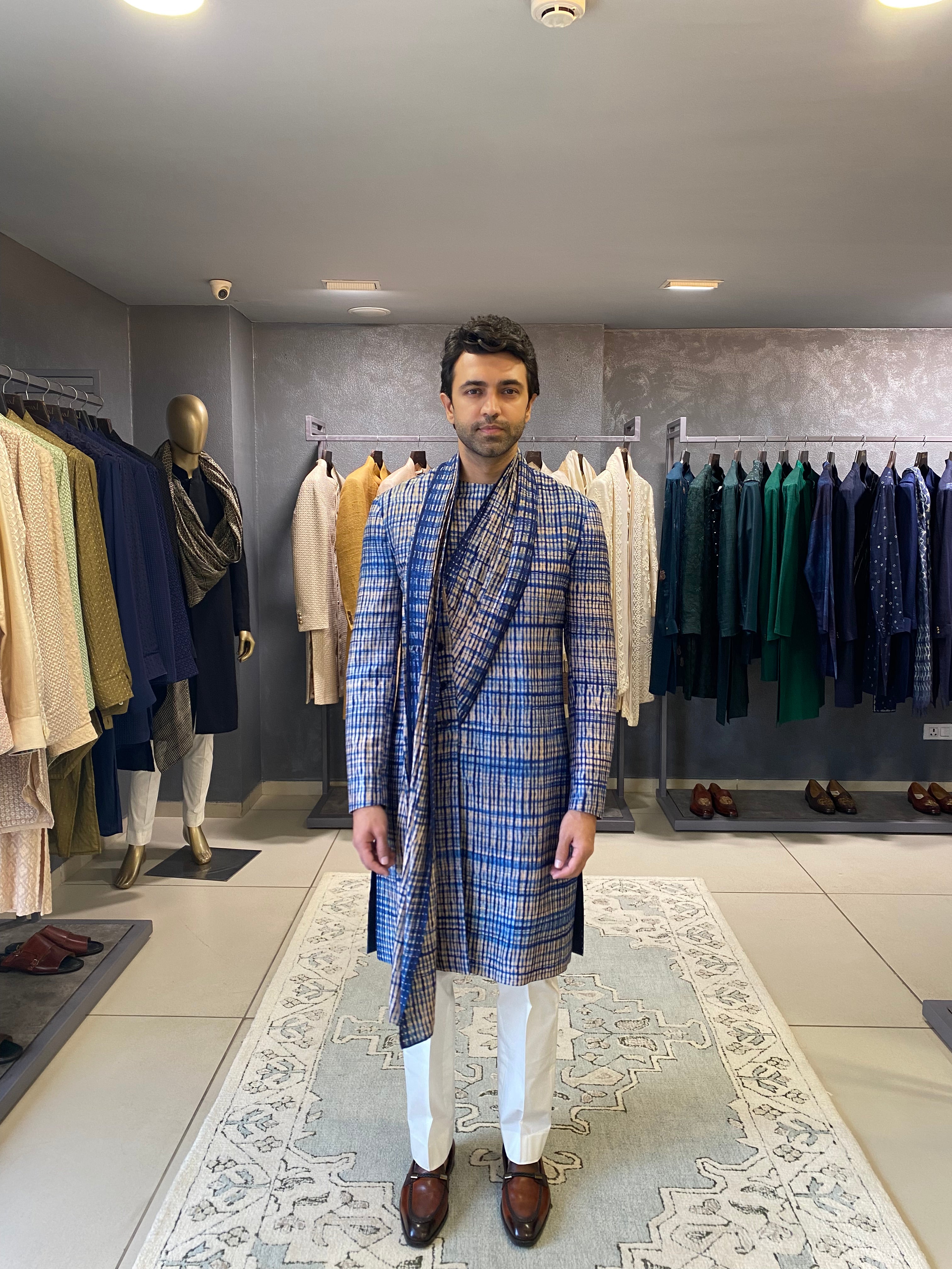 Indigo Printed - Draped Kurta Set