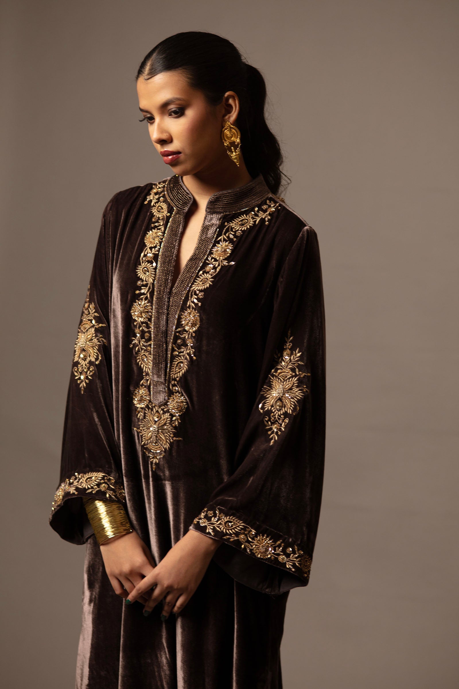 Anaya Long Velvet- Sand