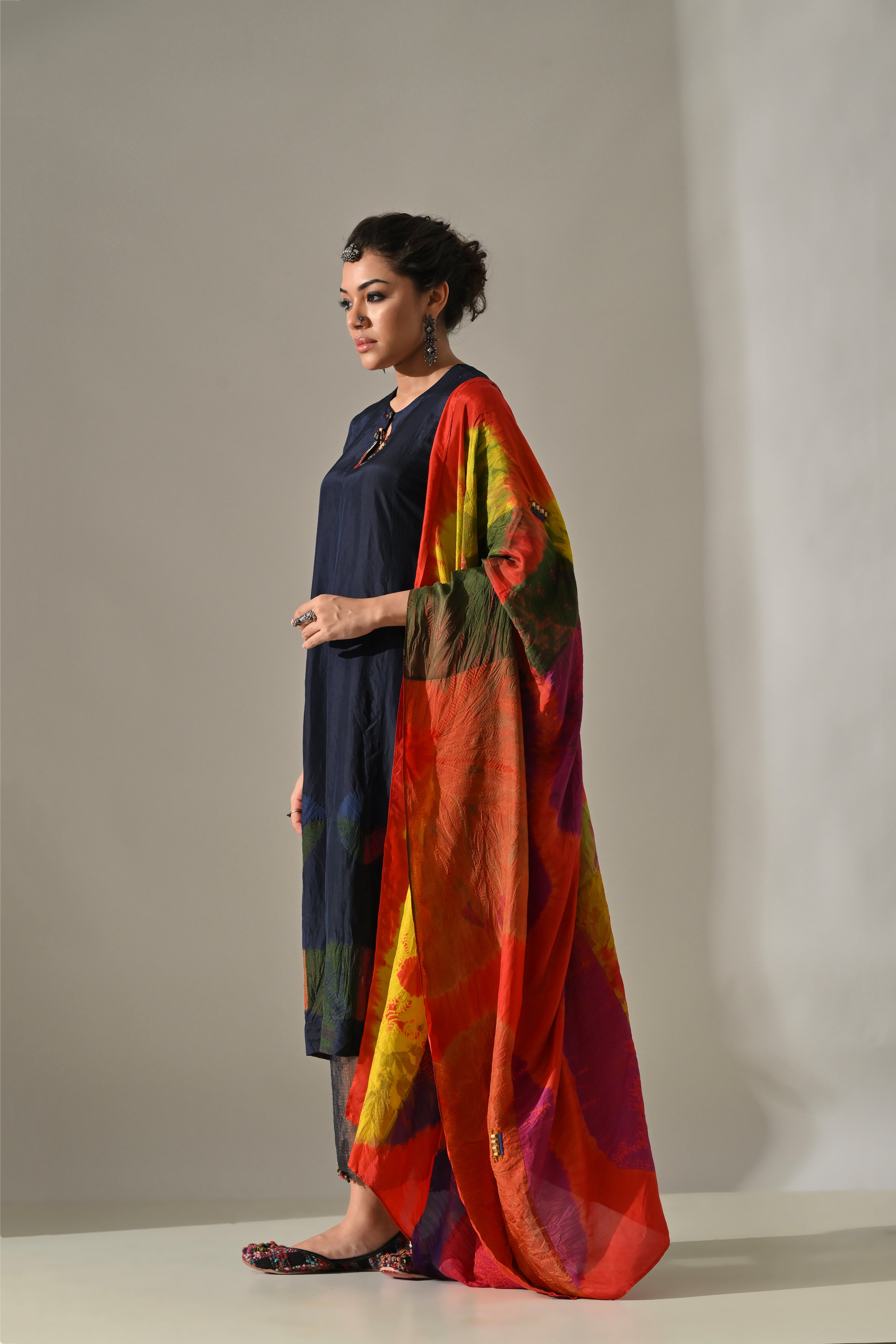 Blue Multi Panel Placement Kurta Set