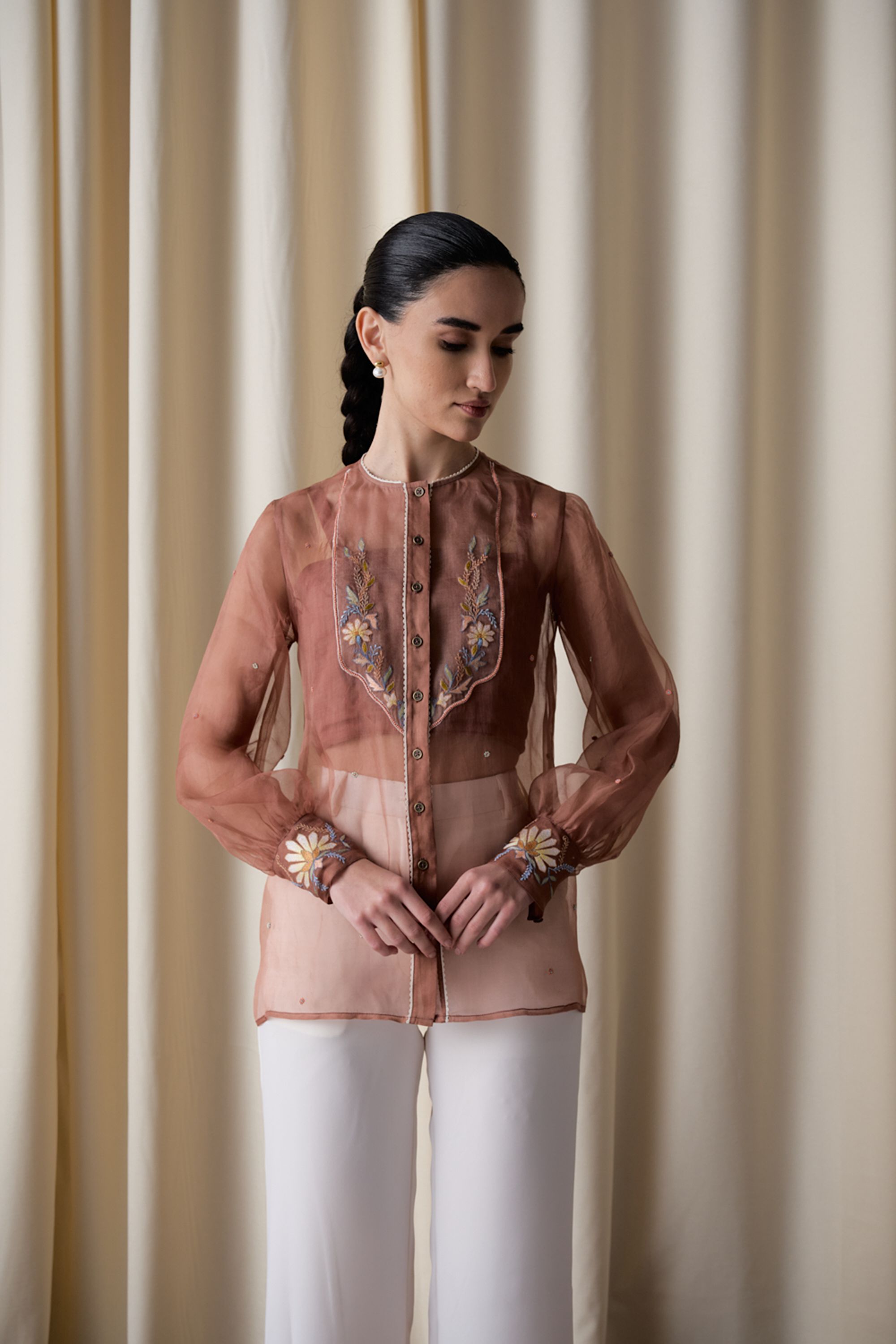 Mocha sheer top Ensemble