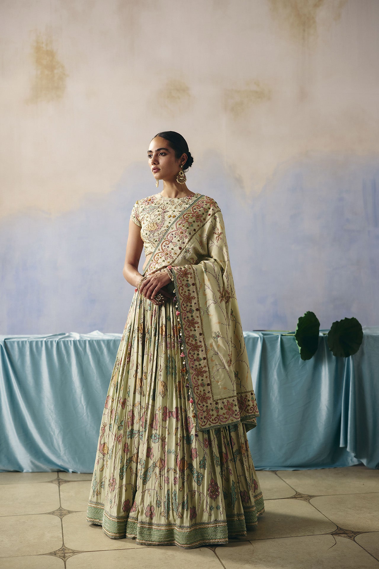 Cream Patola Lehenga