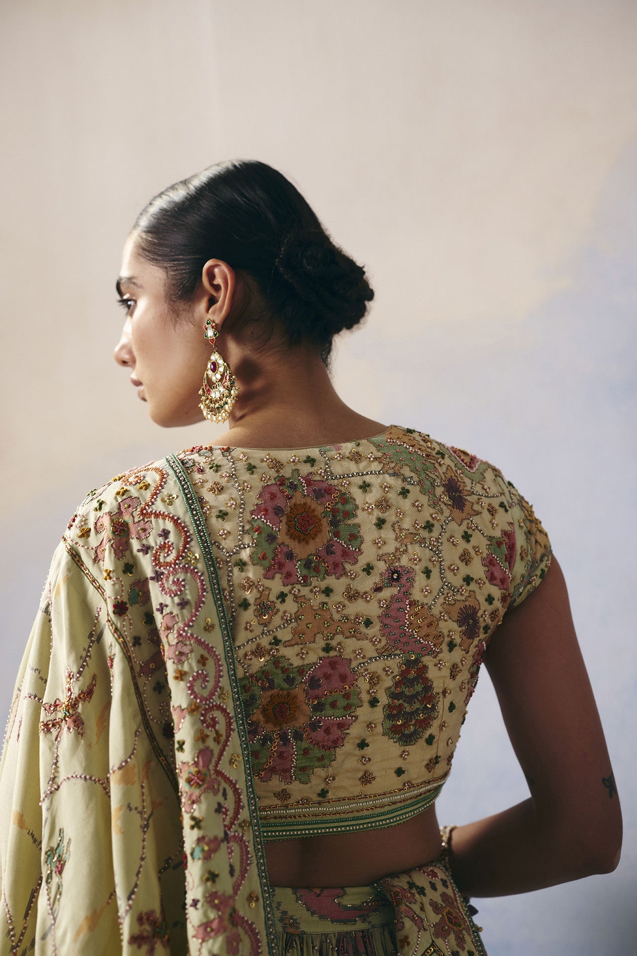 Cream Patola Lehenga