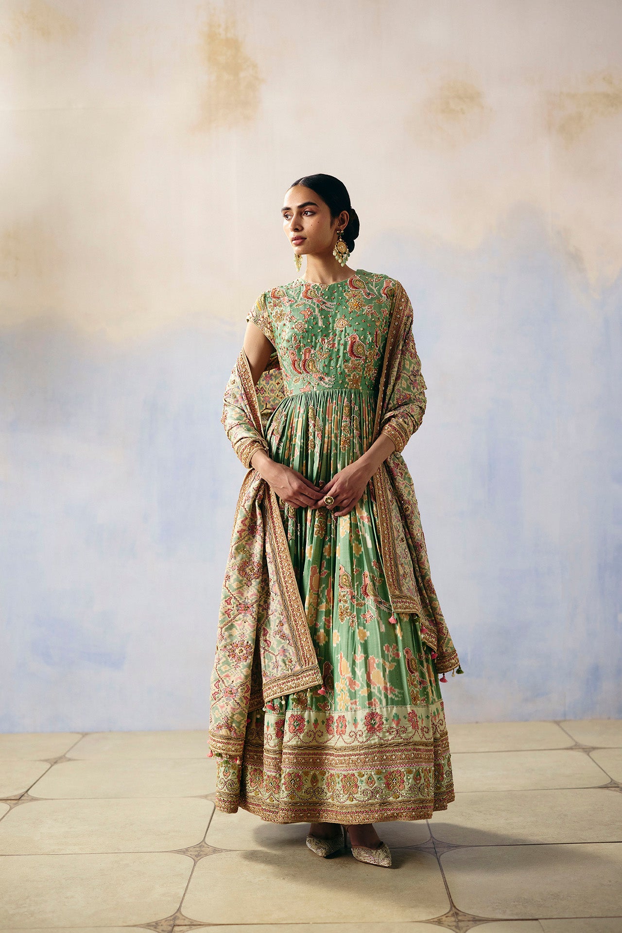 Royal Green Patola Anarkali