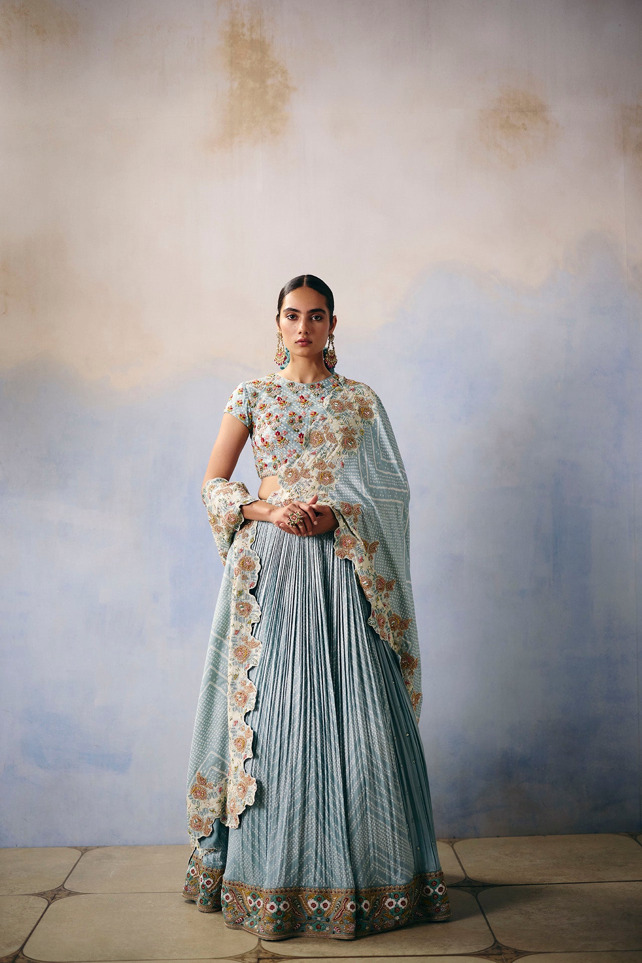 Neel Bandhani Lehenga