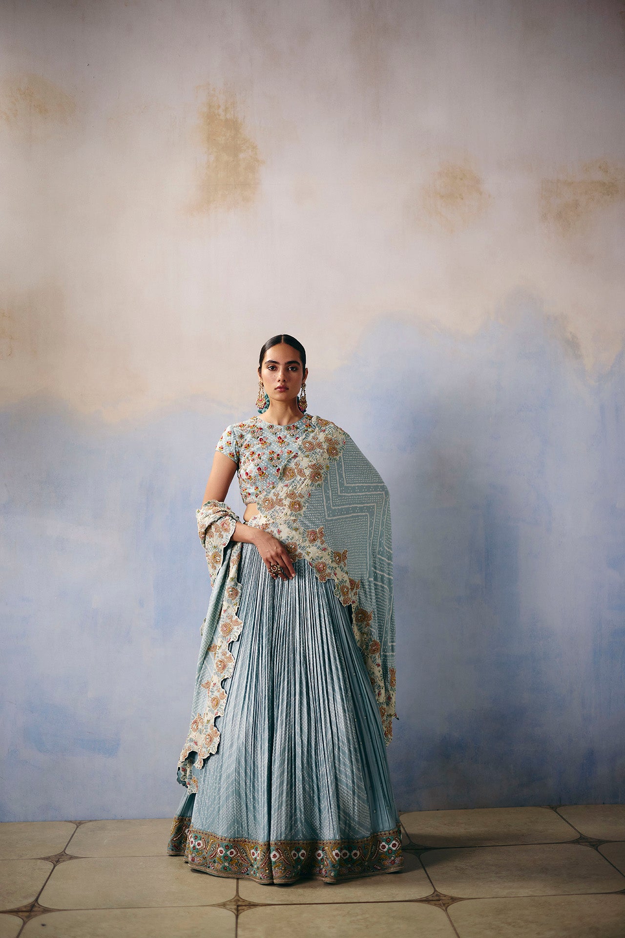 Neel Bandhani Lehenga