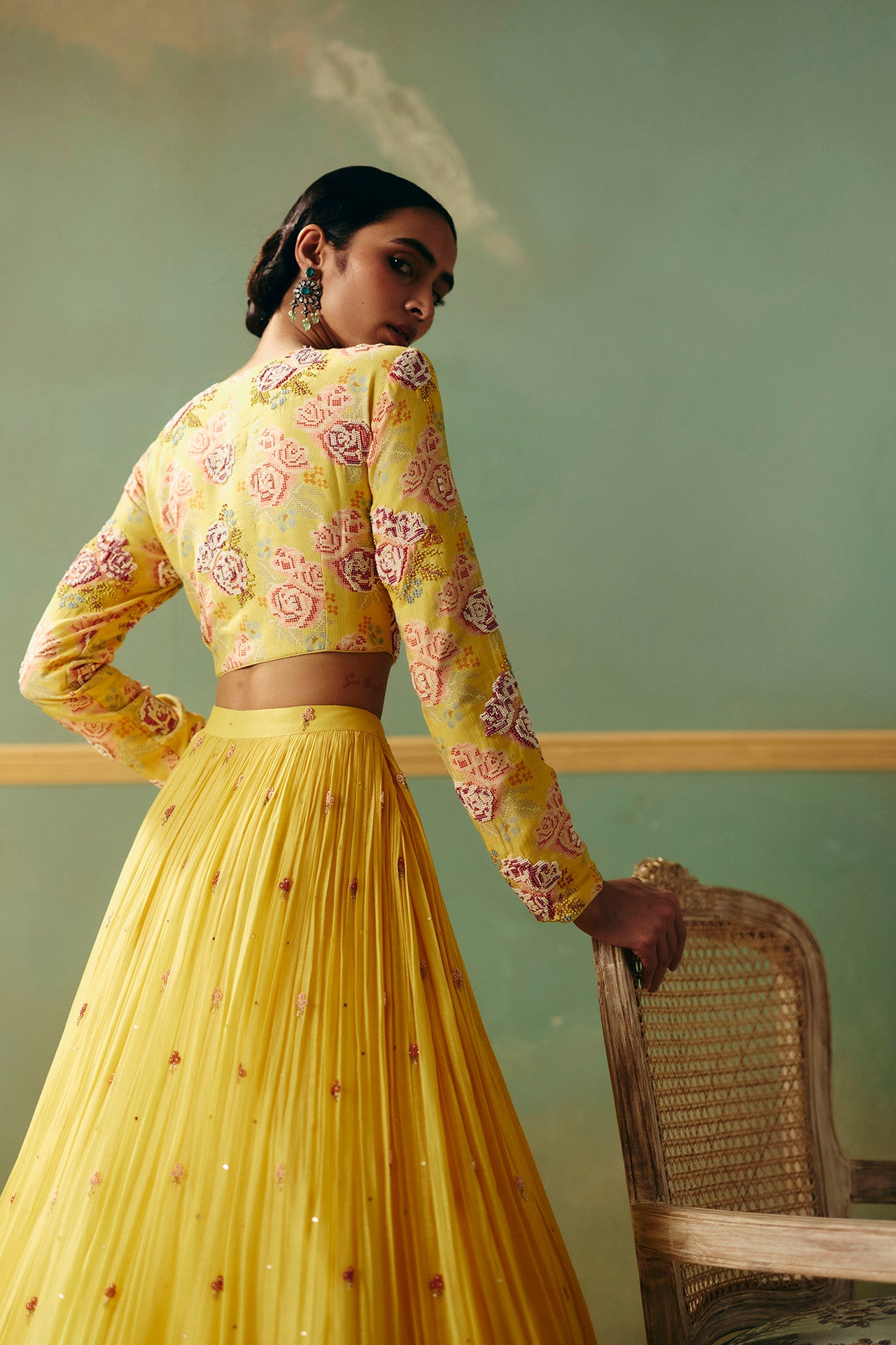 Yellow Rose Croptop Skirt