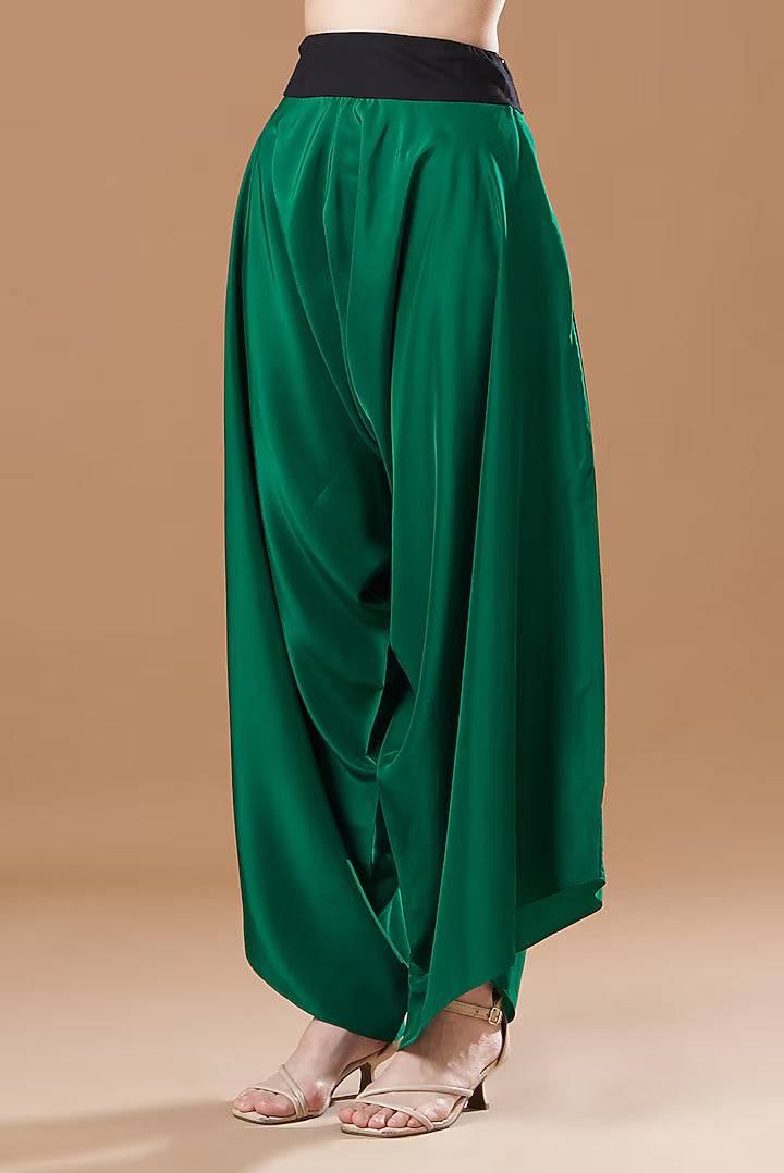 Green Dupion Embroidered Boho Cape Set