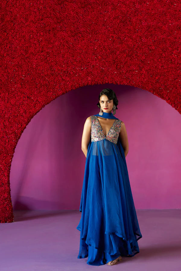 Royal Blue Fluido Anarkali