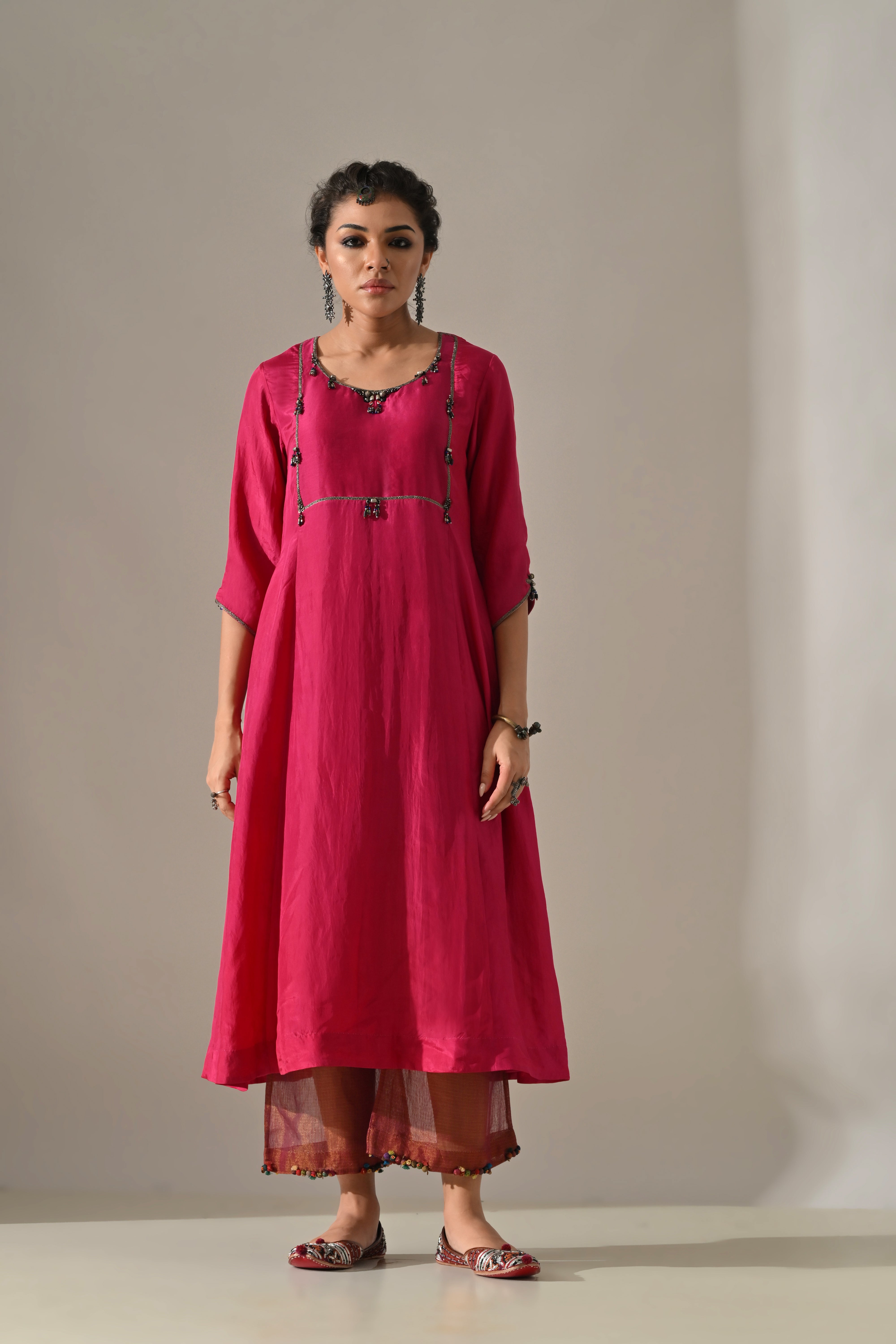 Pink Hand Embroidered Kurta Set
