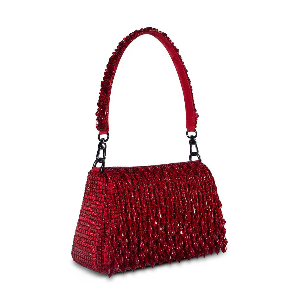 Opal Medium Trapezium with Handle Bag Carnelian Red