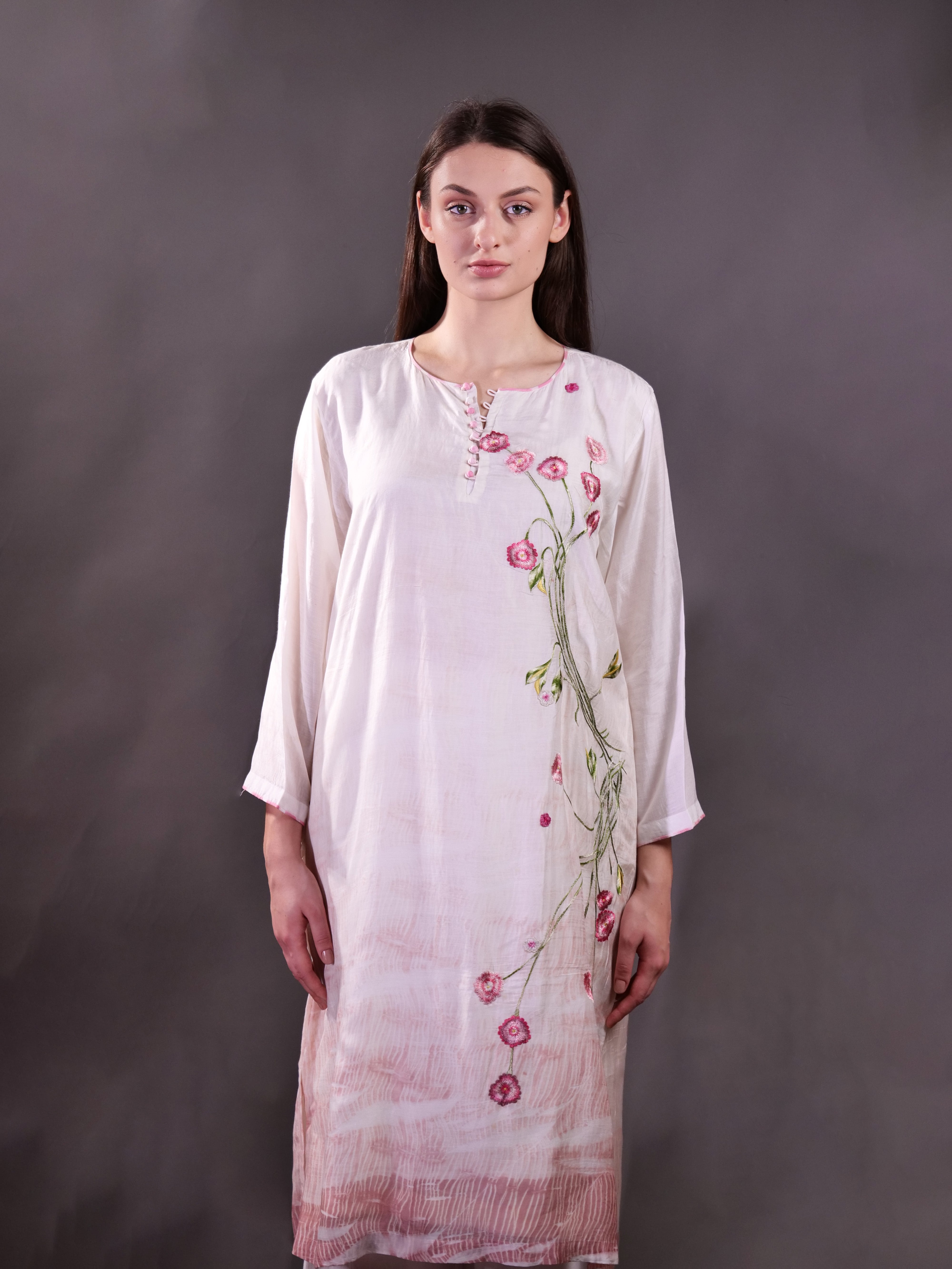 Handembroidered Kurta with Hand Kantha Embroidery Trousers