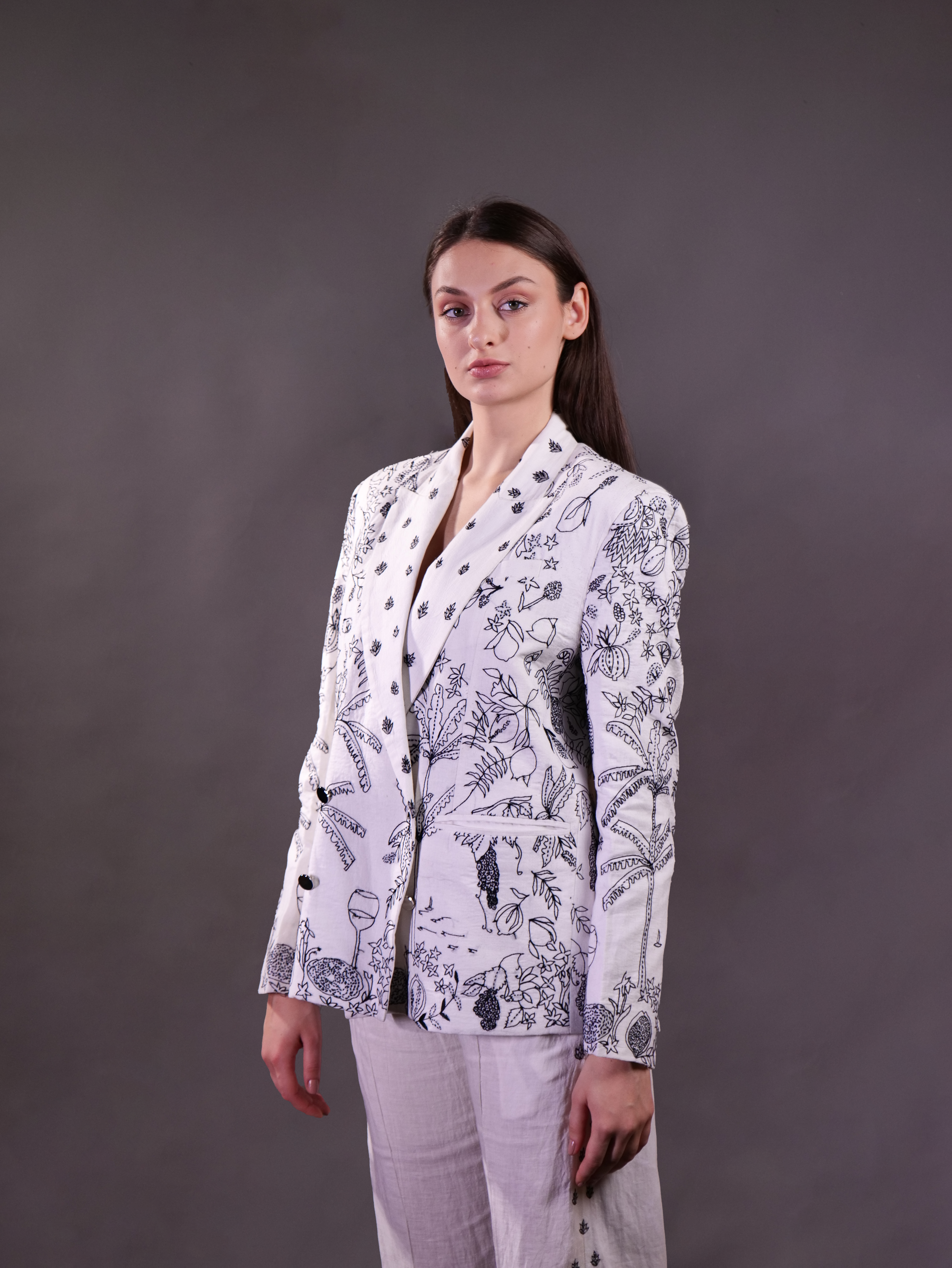 Kantha Embroidered Blazer with Trousers