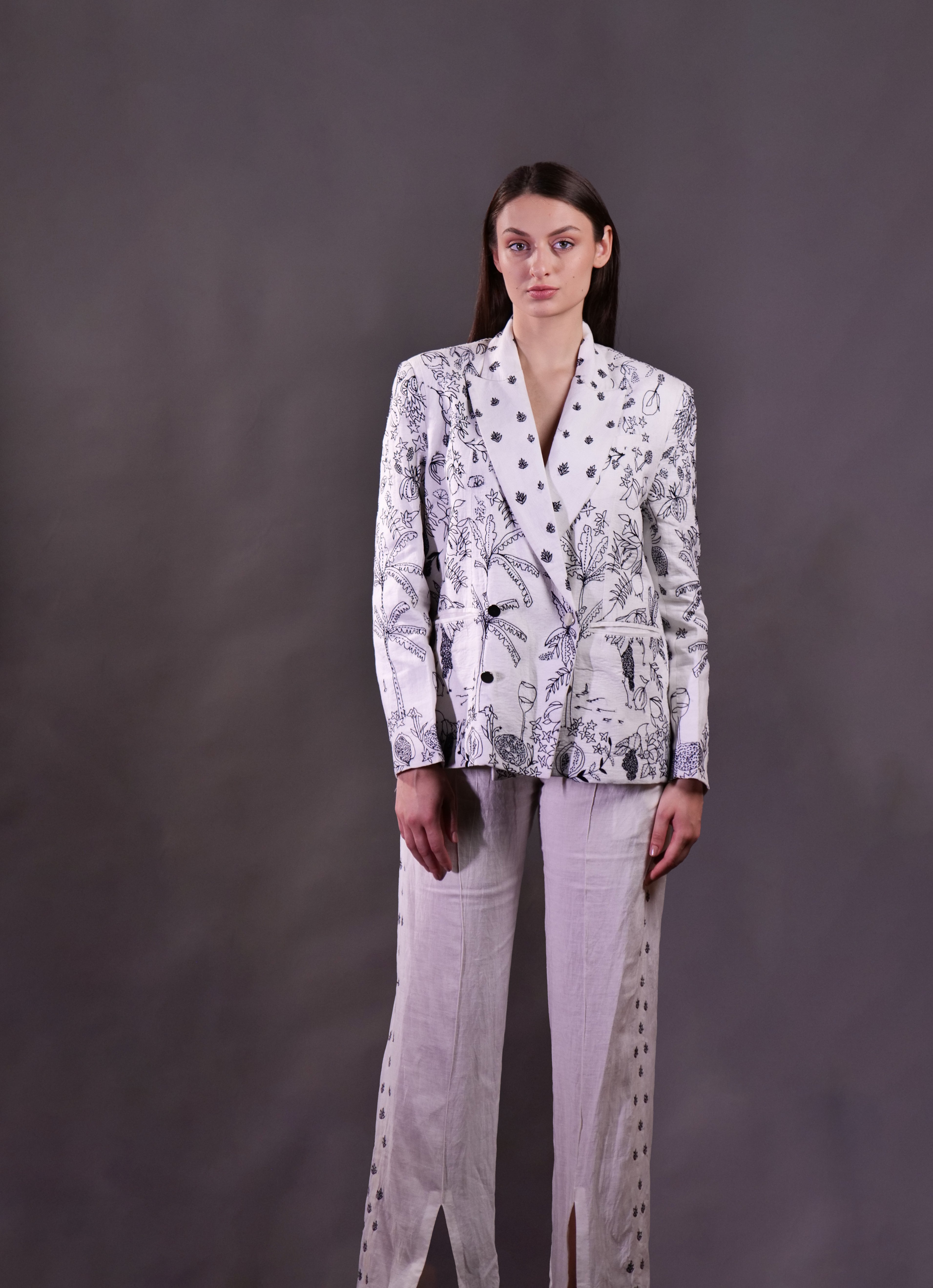 Kantha Embroidered Blazer with Trousers