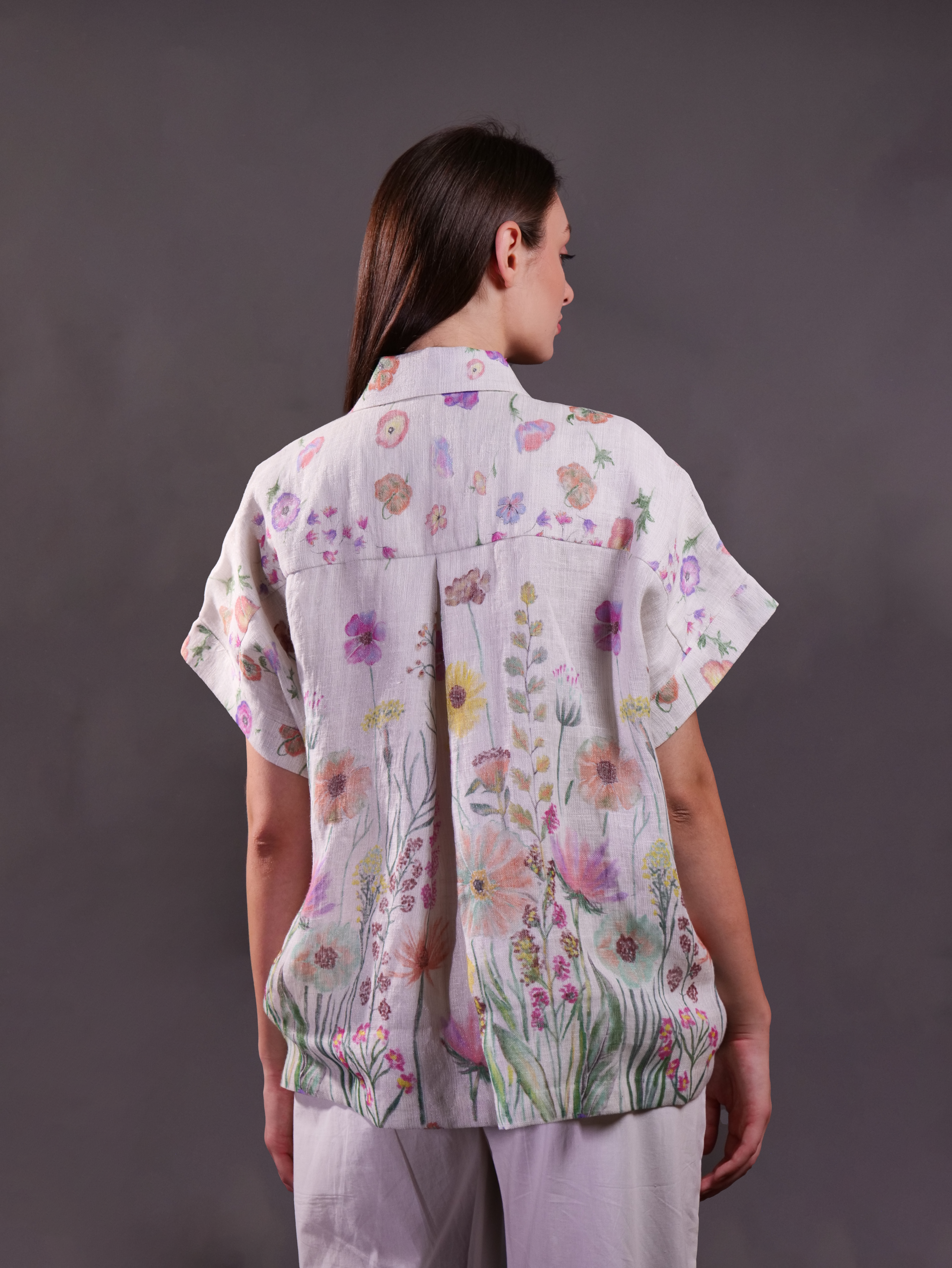 Printed Linen Shirt paired with Trousers