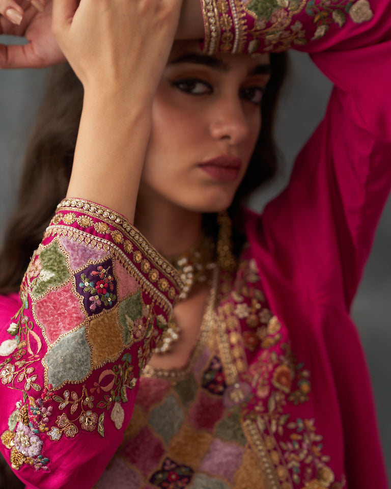 Gulrez Pakistani Kurta set with heavy embroidered bottom & dupatta.