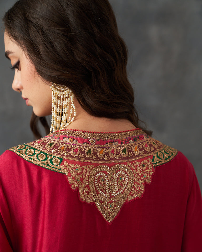 Gulrez Pakistani Kurta set with heavy embroidered bottom & dupatta.