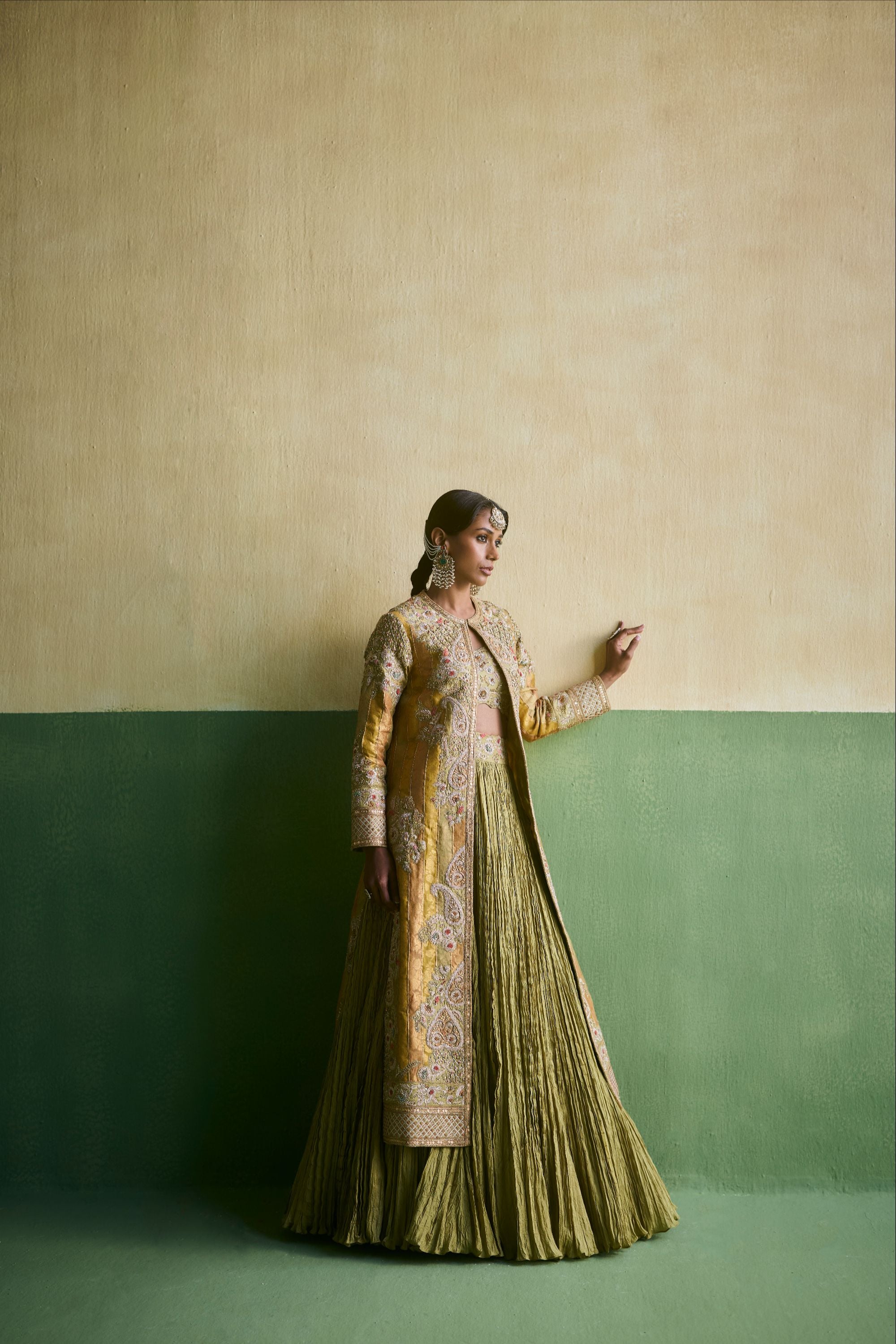 Sage Green Chanderi Brocade Set