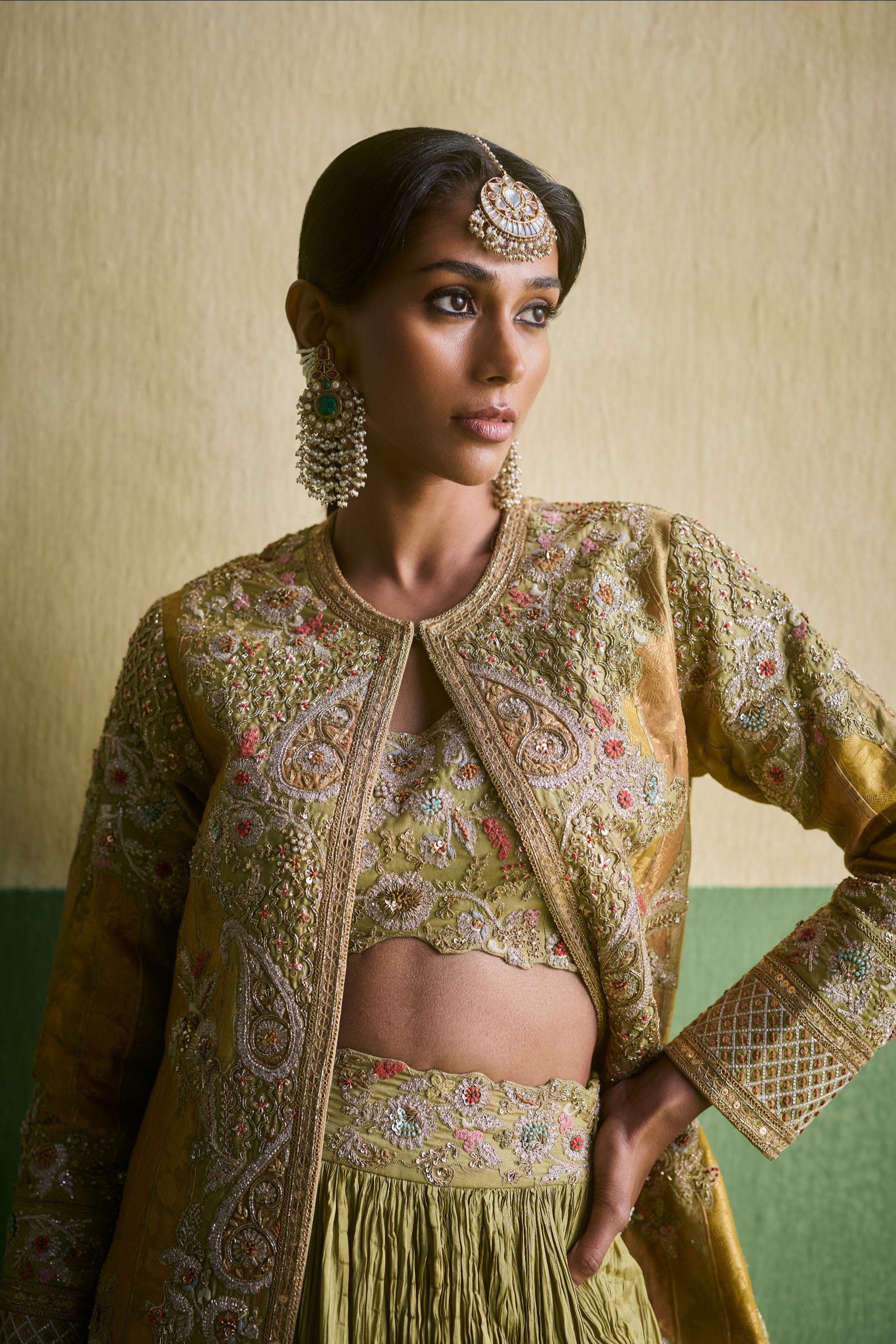 Sage Green Chanderi Brocade Set