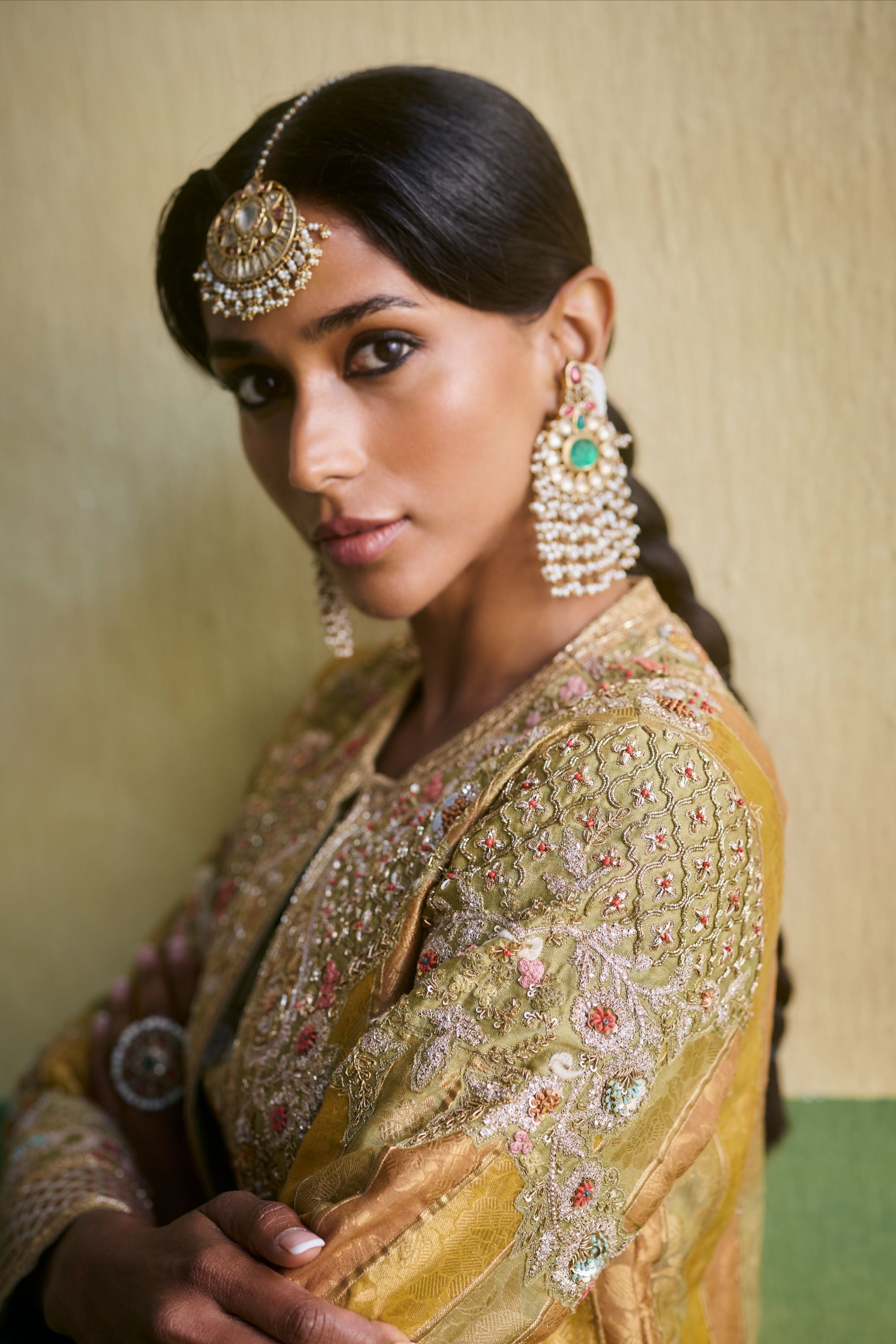 Sage Green Chanderi Brocade Set