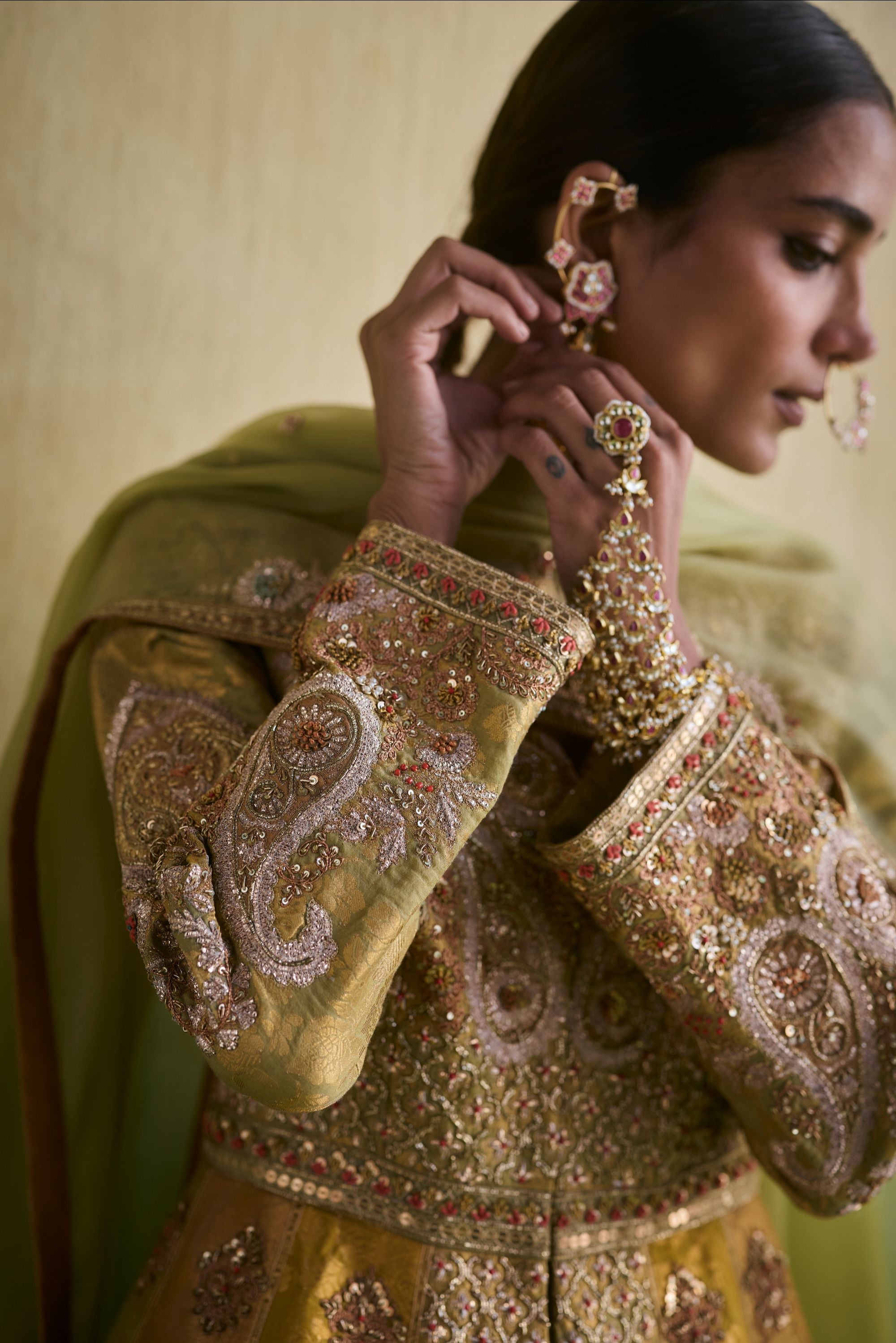 Sage Green Chanderi Brocade Organza Set