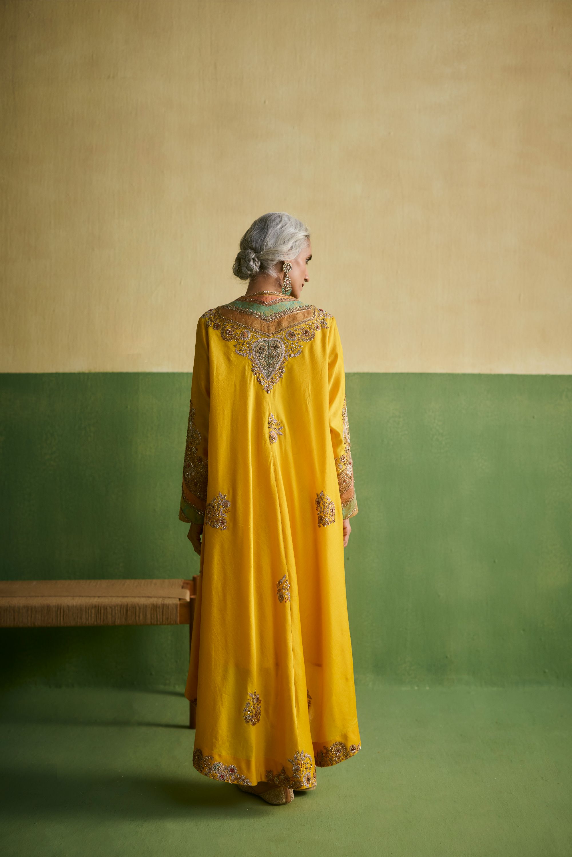 Mustard Chanderi Kurta Set