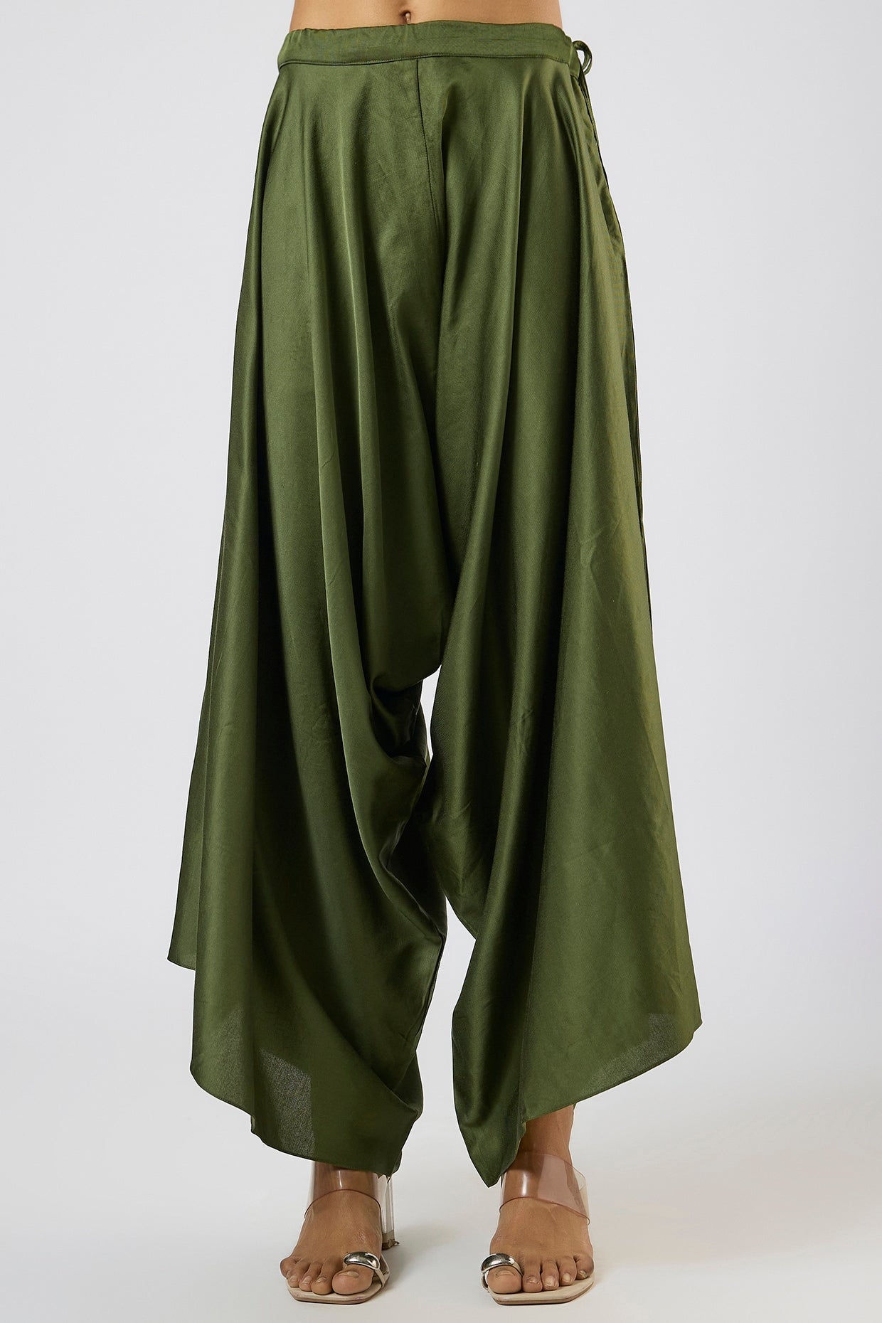Hunter Green Organza Dori Embroidered Kaftan Set