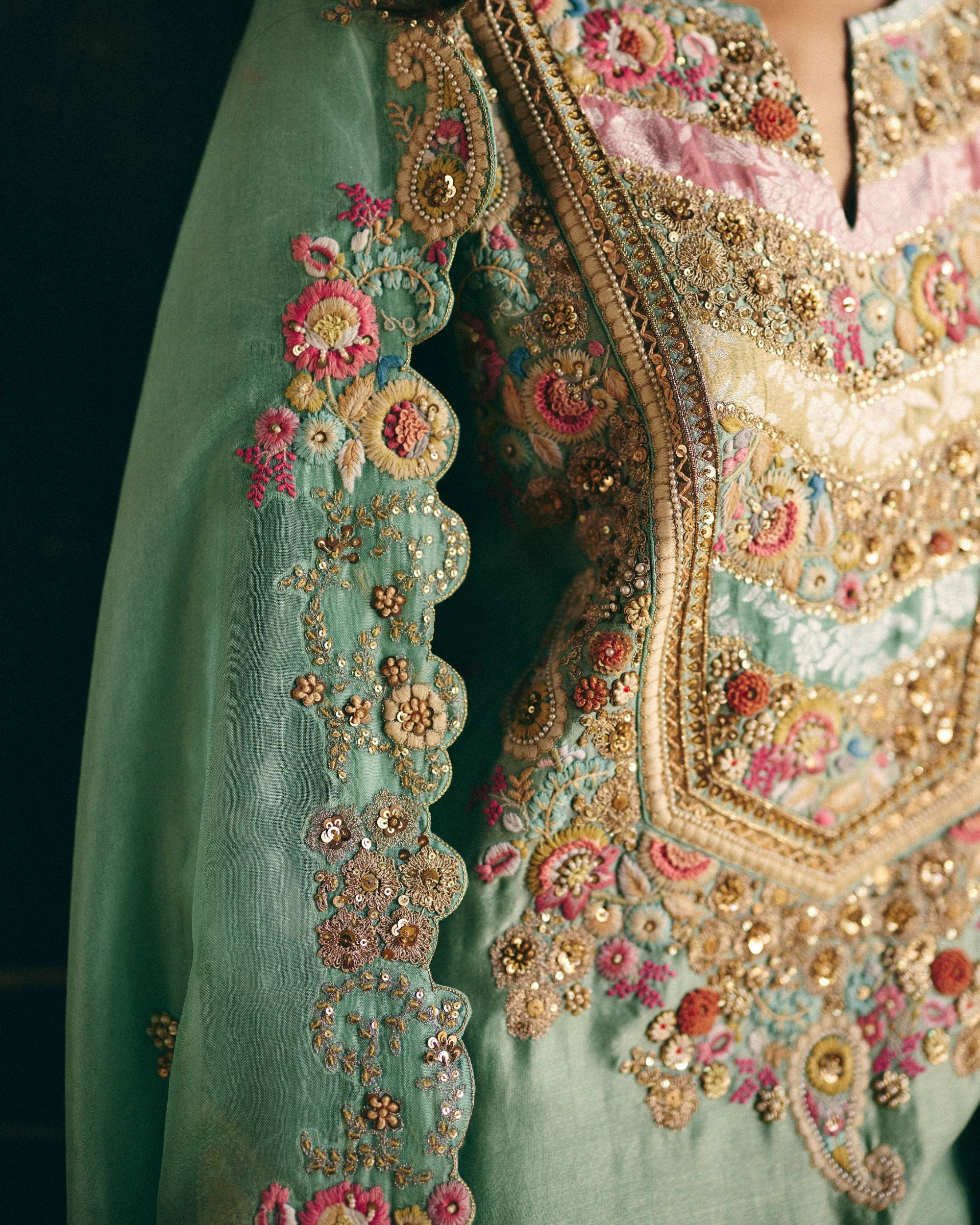 Cyan Organza sharara set