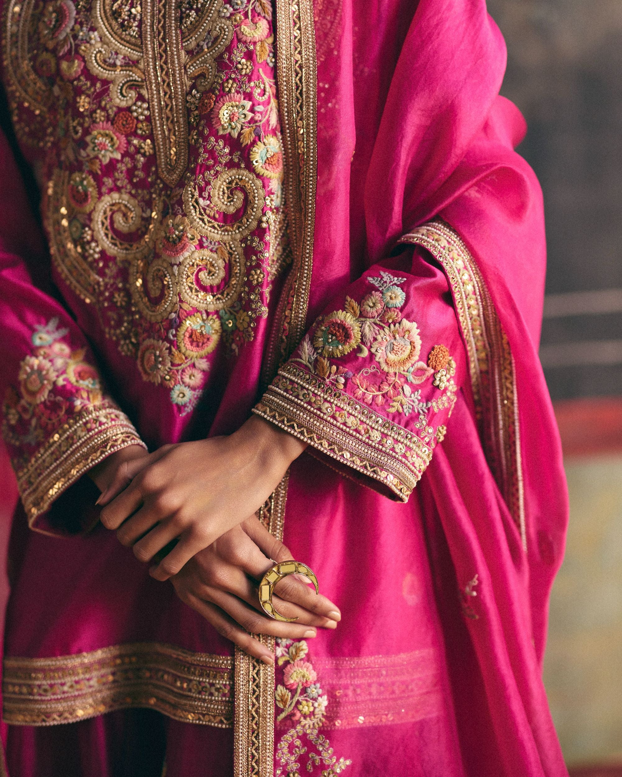 Fuchsia Pink Short kurti set