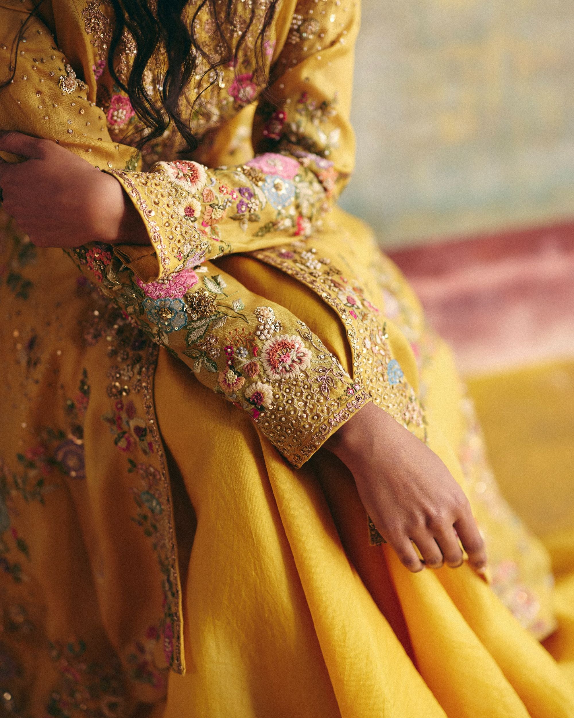 Yellow Long Jacket with sharara