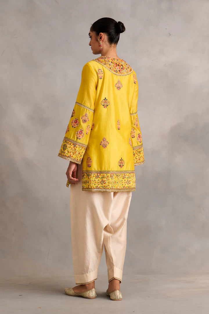 Yellow Short Kurti With Salwar