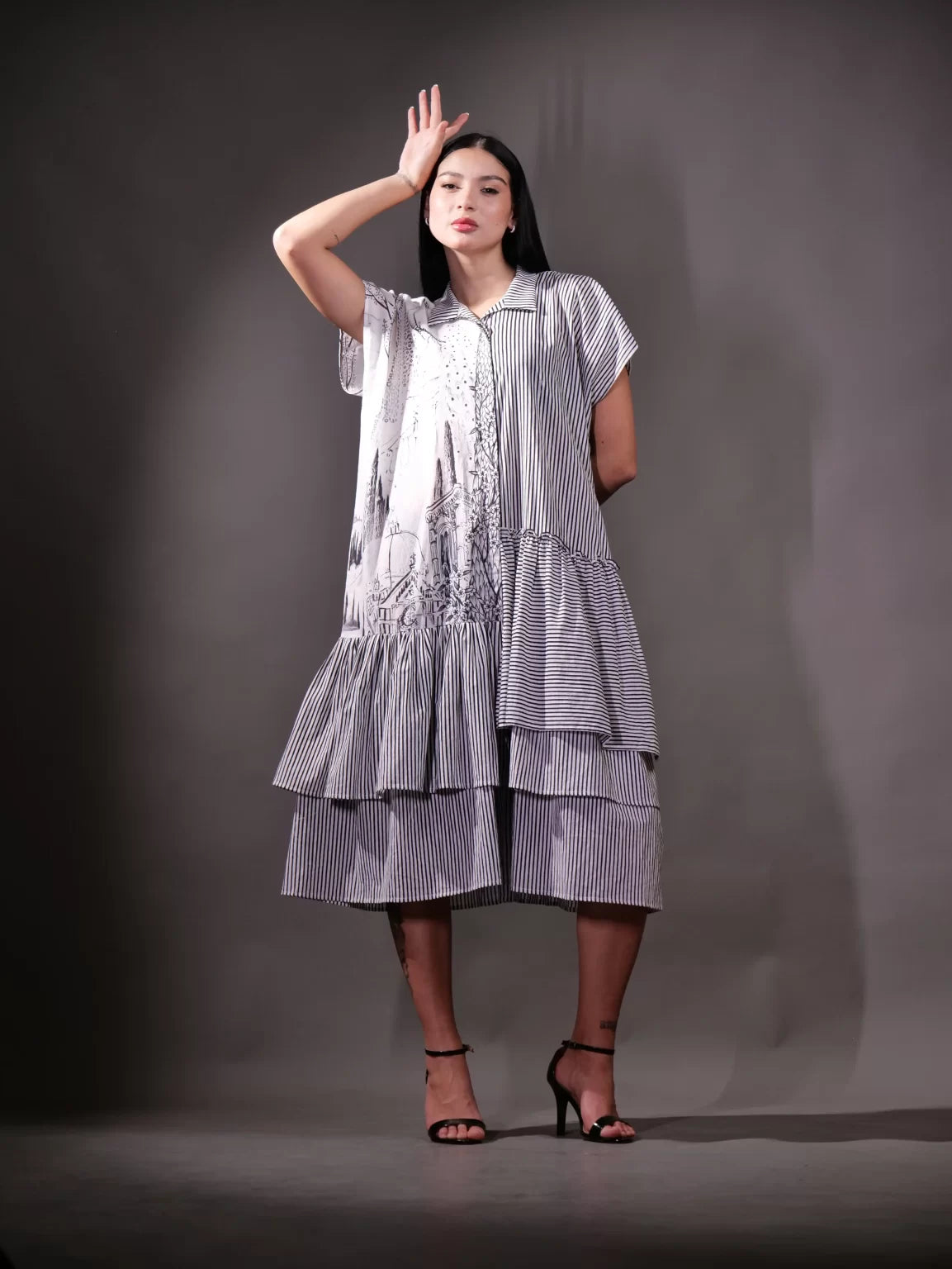 100 organic cotton dresses Women's Poplin Tiered Maxi Dress in Mocha Midi Dot, Size Medium, by Quince wonderfully comfortable Quince Women's Organic Cotton Gauze