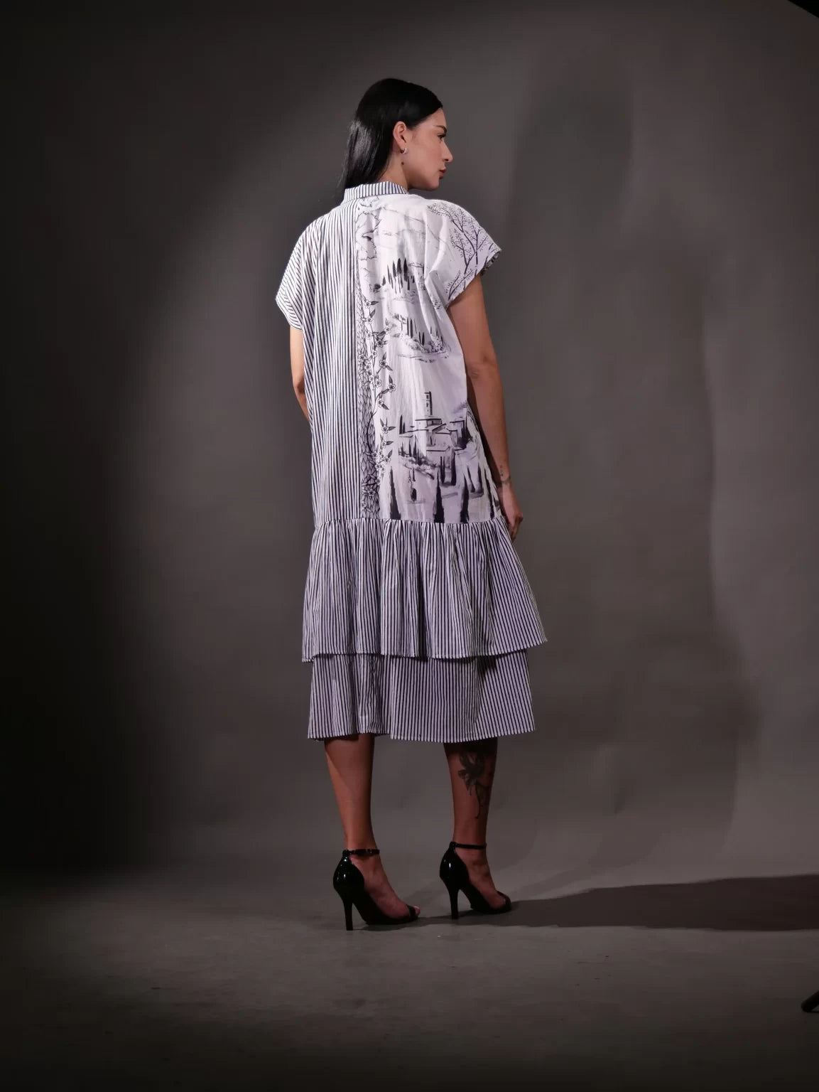 Printed 100% Organic Cotton Dress with block printed cut and sew detail