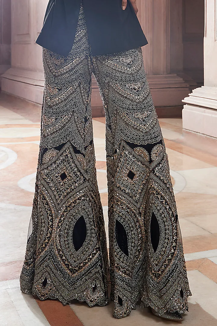 Black Soraya Crepe & Net Blazer Set