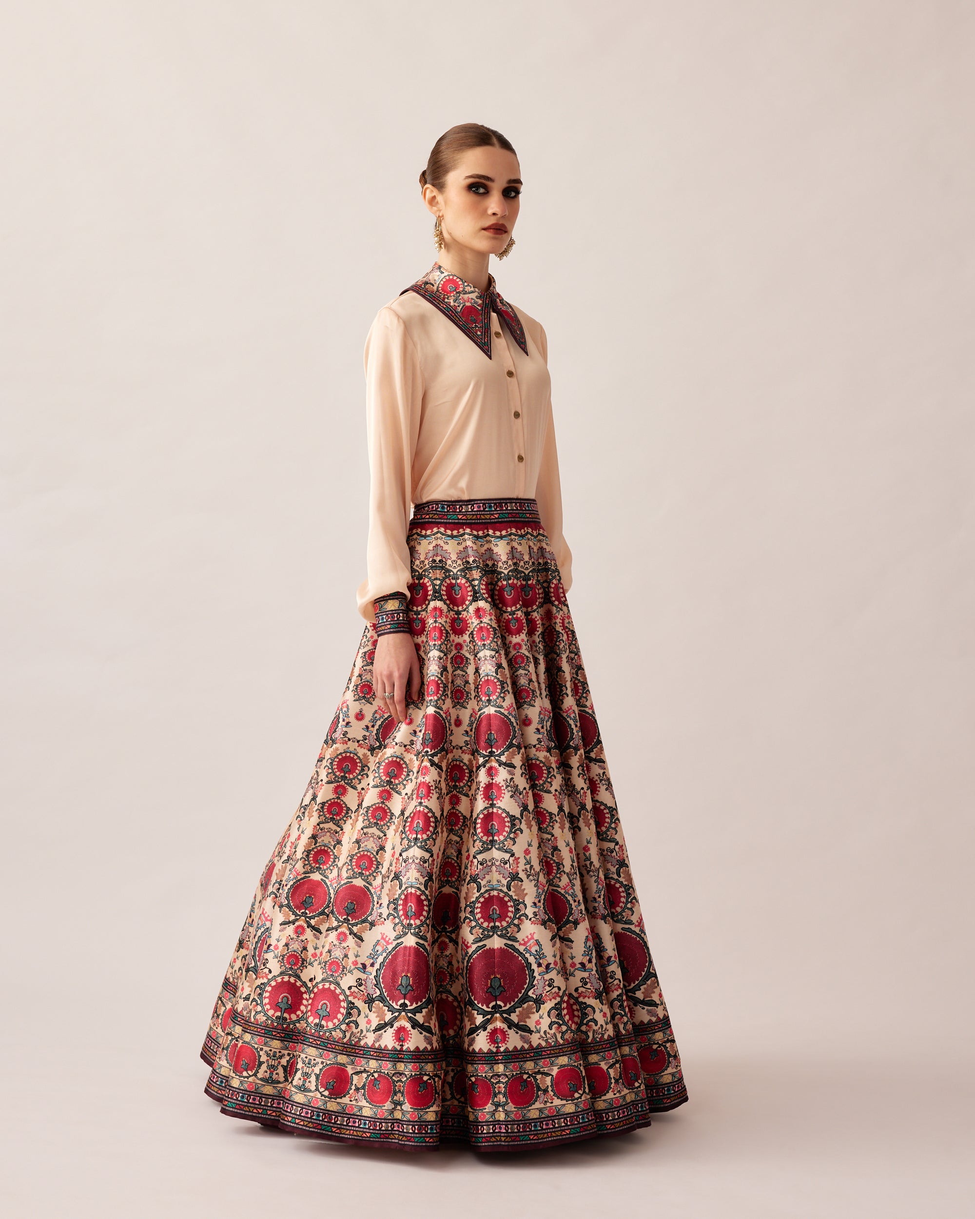 Bukhara Maroon Leela Top & Skirt Set