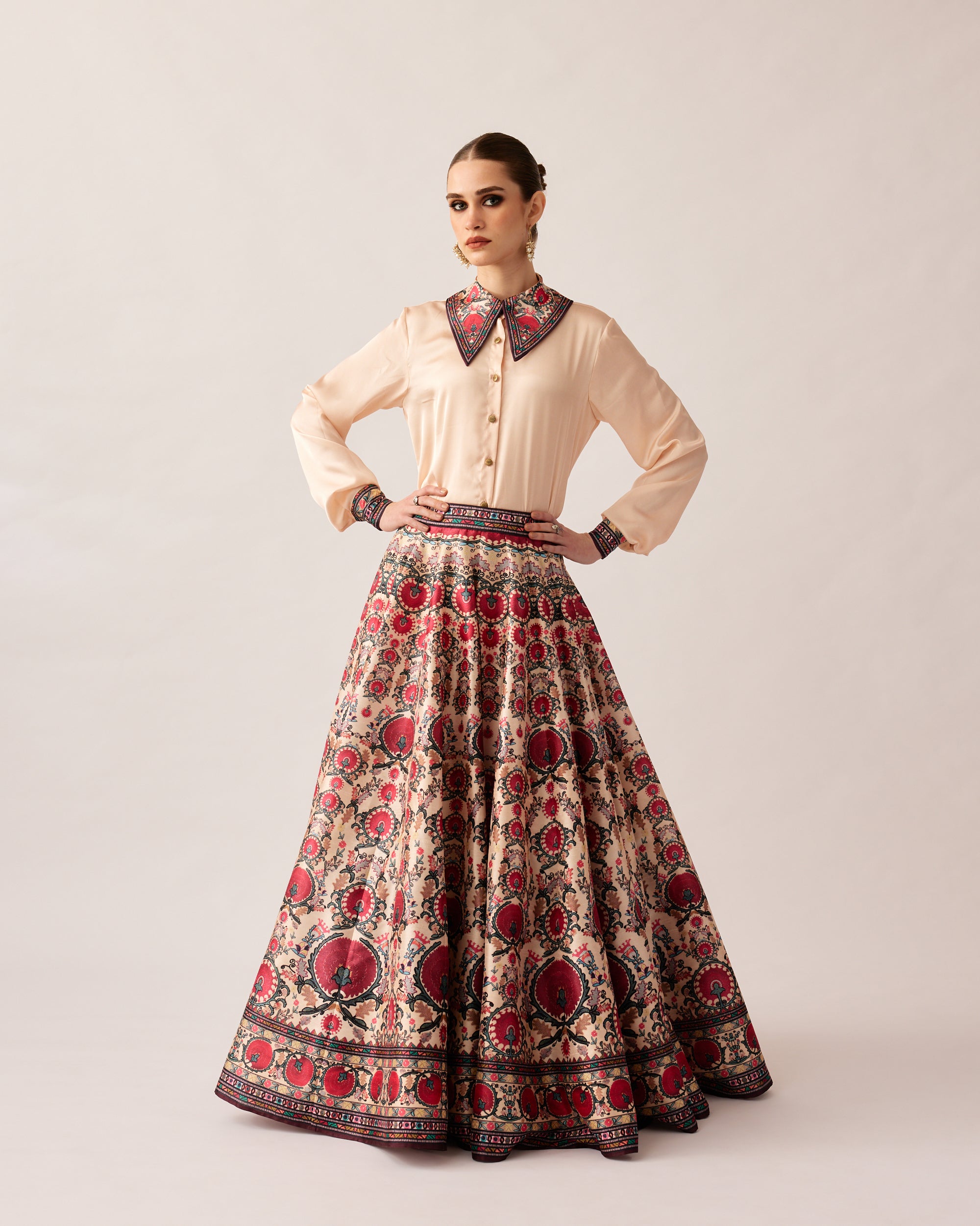 Bukhara Maroon Leela Top & Skirt Set
