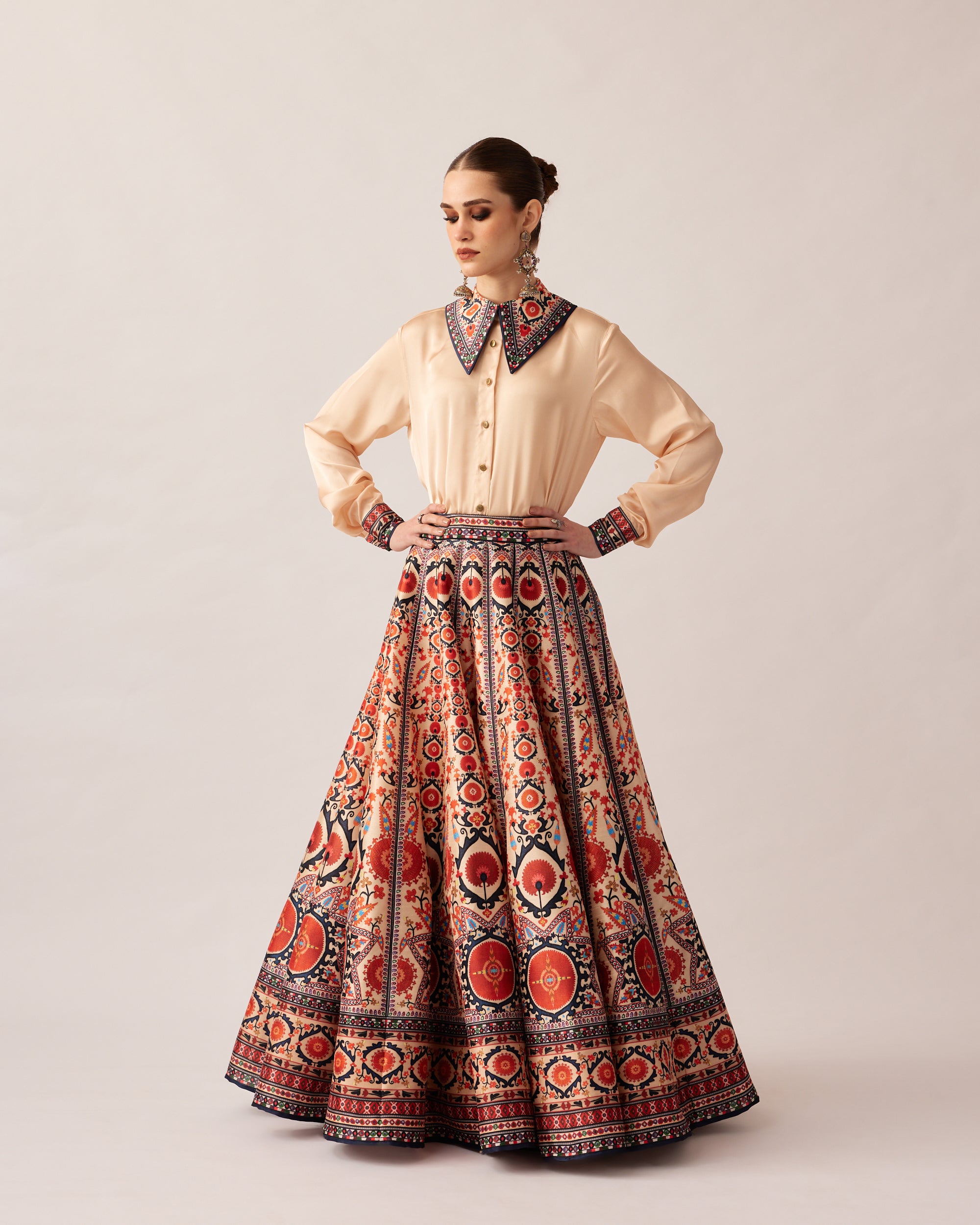 Bukhara Rust Leela Top & Skirt Set