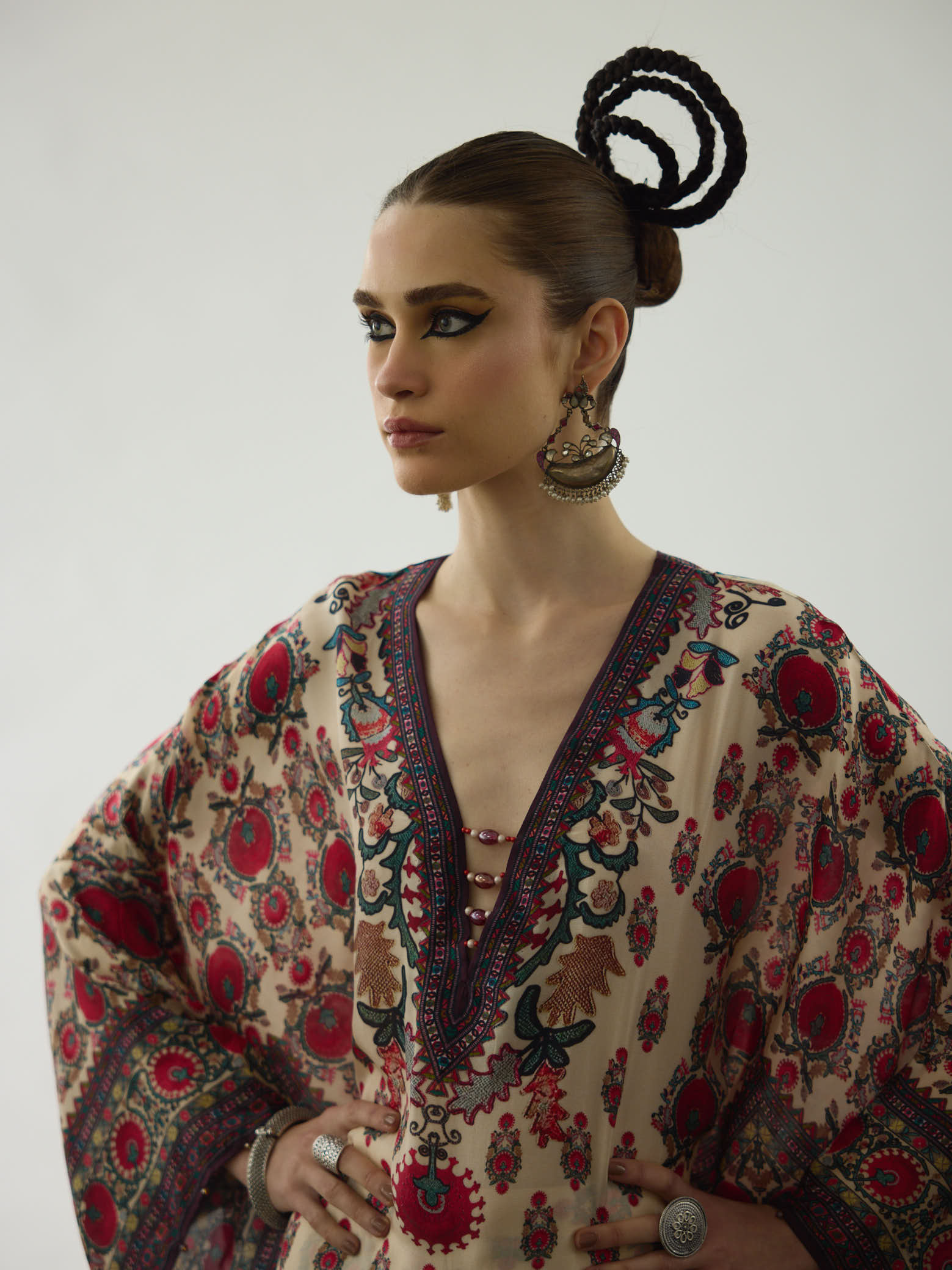Bukhara Maroon Gufrina Kaftaan Dress
