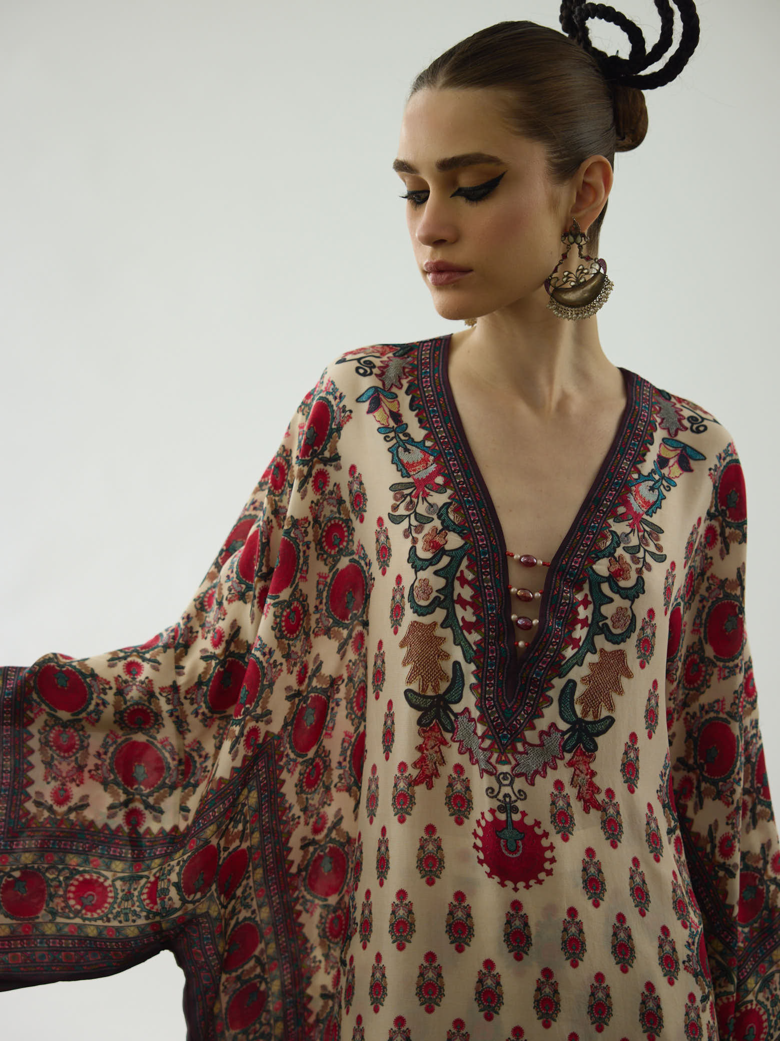 Bukhara Maroon Gufrina Kaftaan Dress