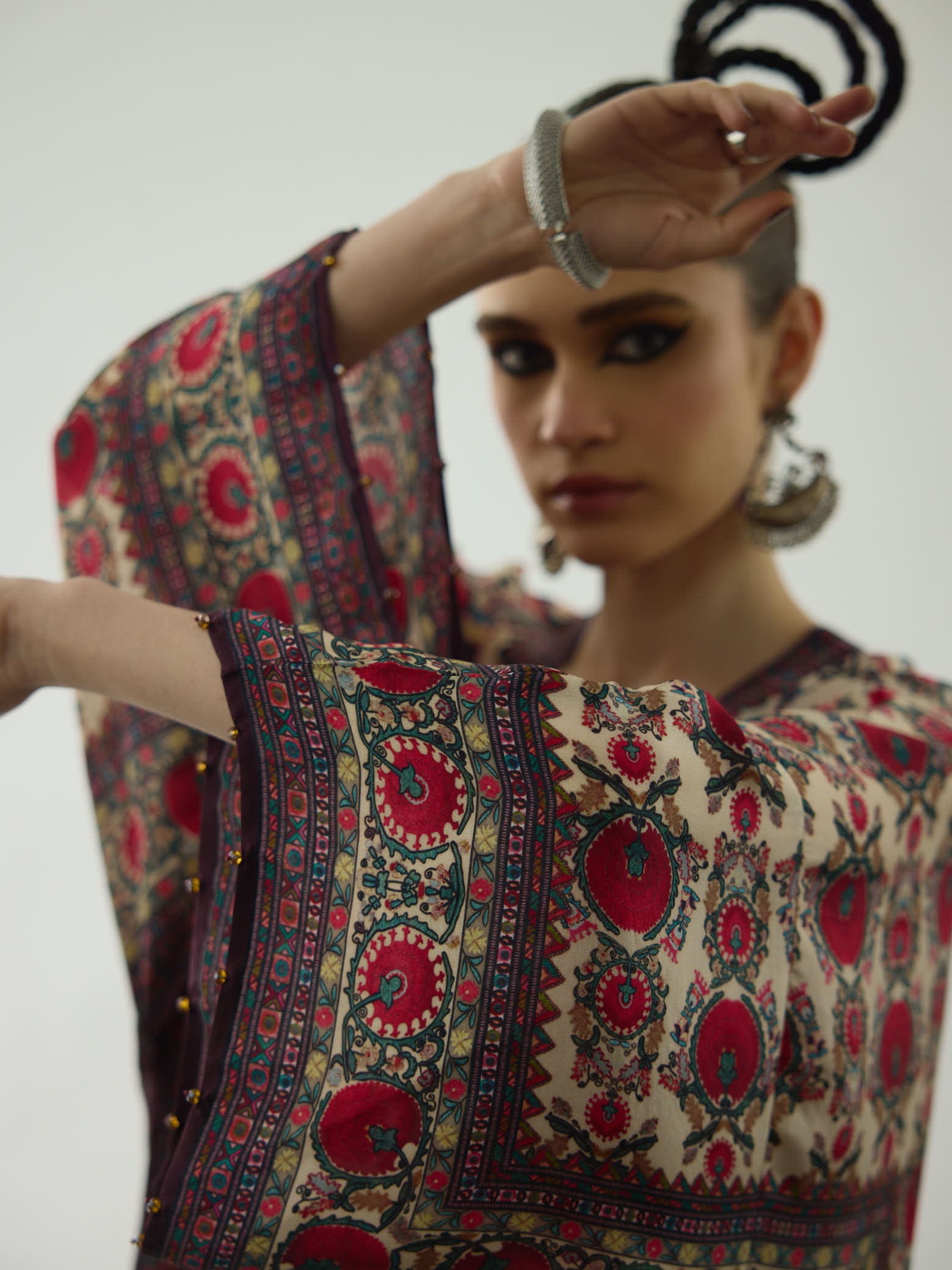 Bukhara Maroon Gufrina Kaftaan Dress