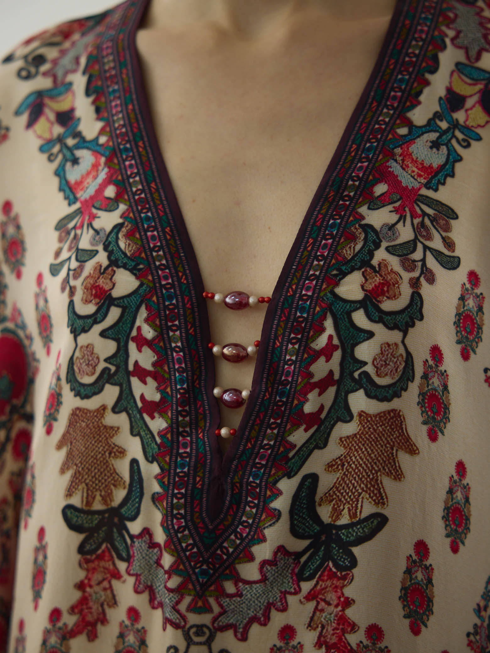 Bukhara Maroon Gufrina Kaftaan Dress