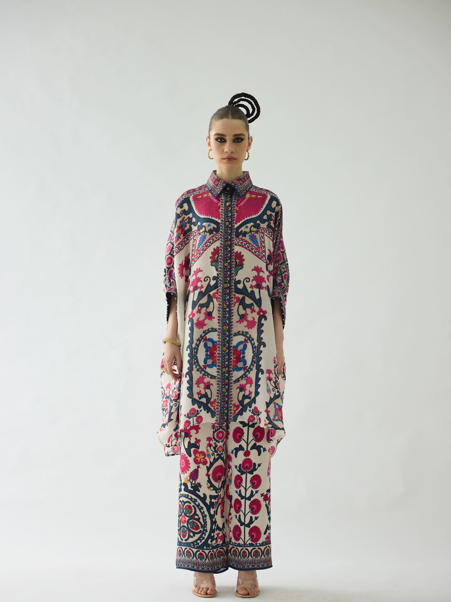 Bukhara Raspberry Kamara Tunic Set