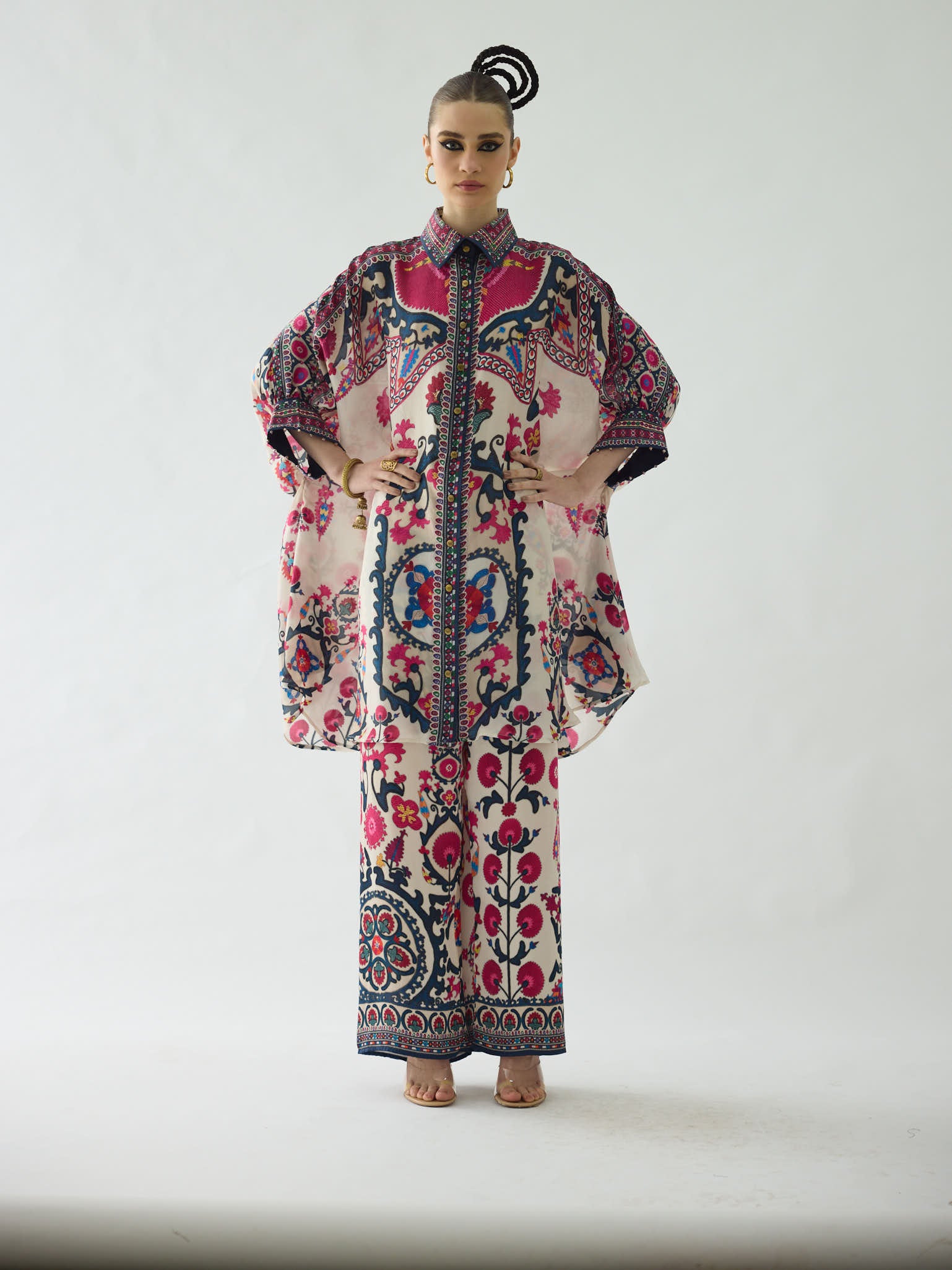 Bukhara Raspberry Kamara Tunic Set