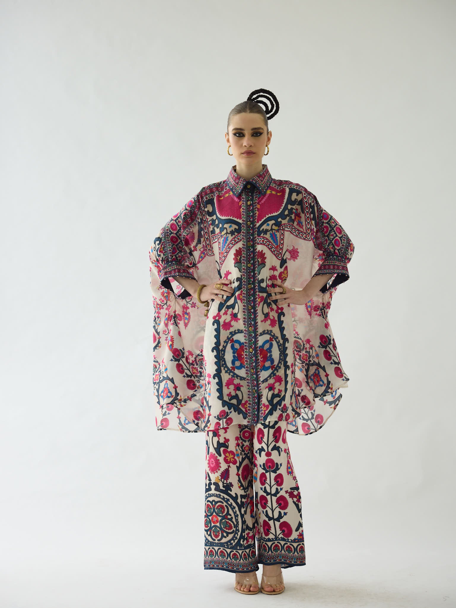 Bukhara Raspberry Kamara Tunic Set