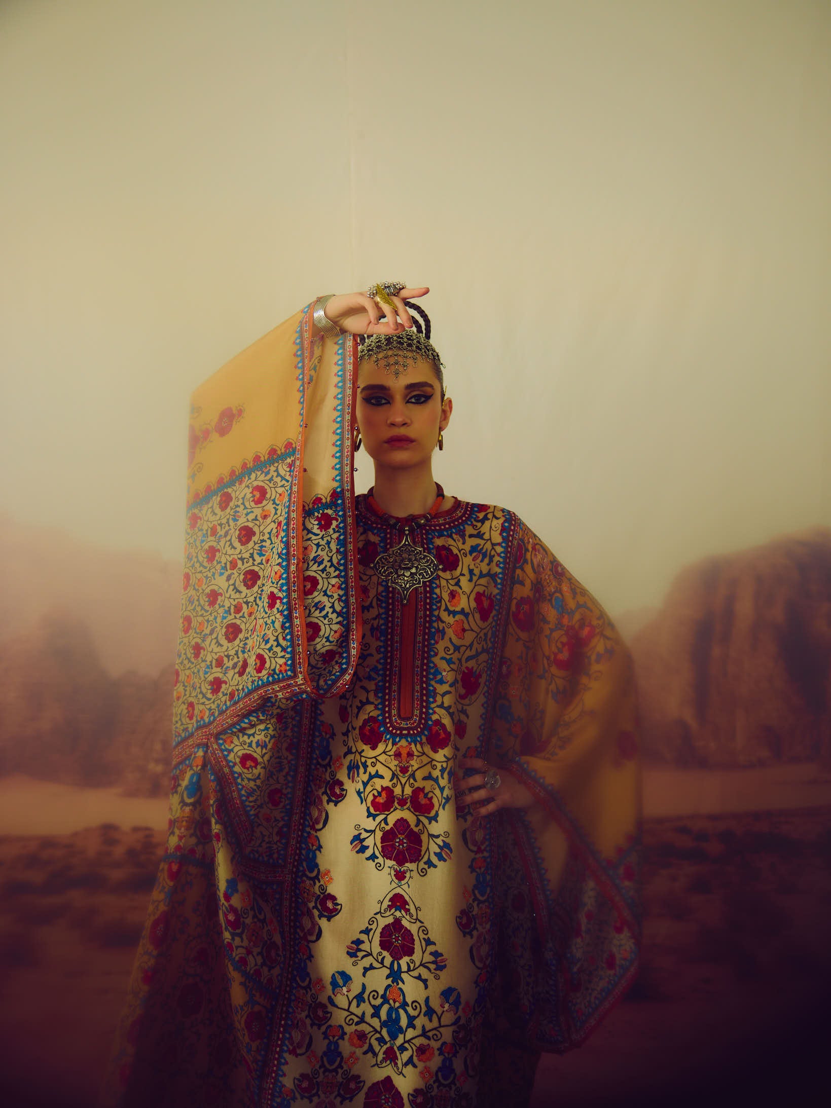 Bukhara Taupe/Mustard Beatrice Kaftaan Dress