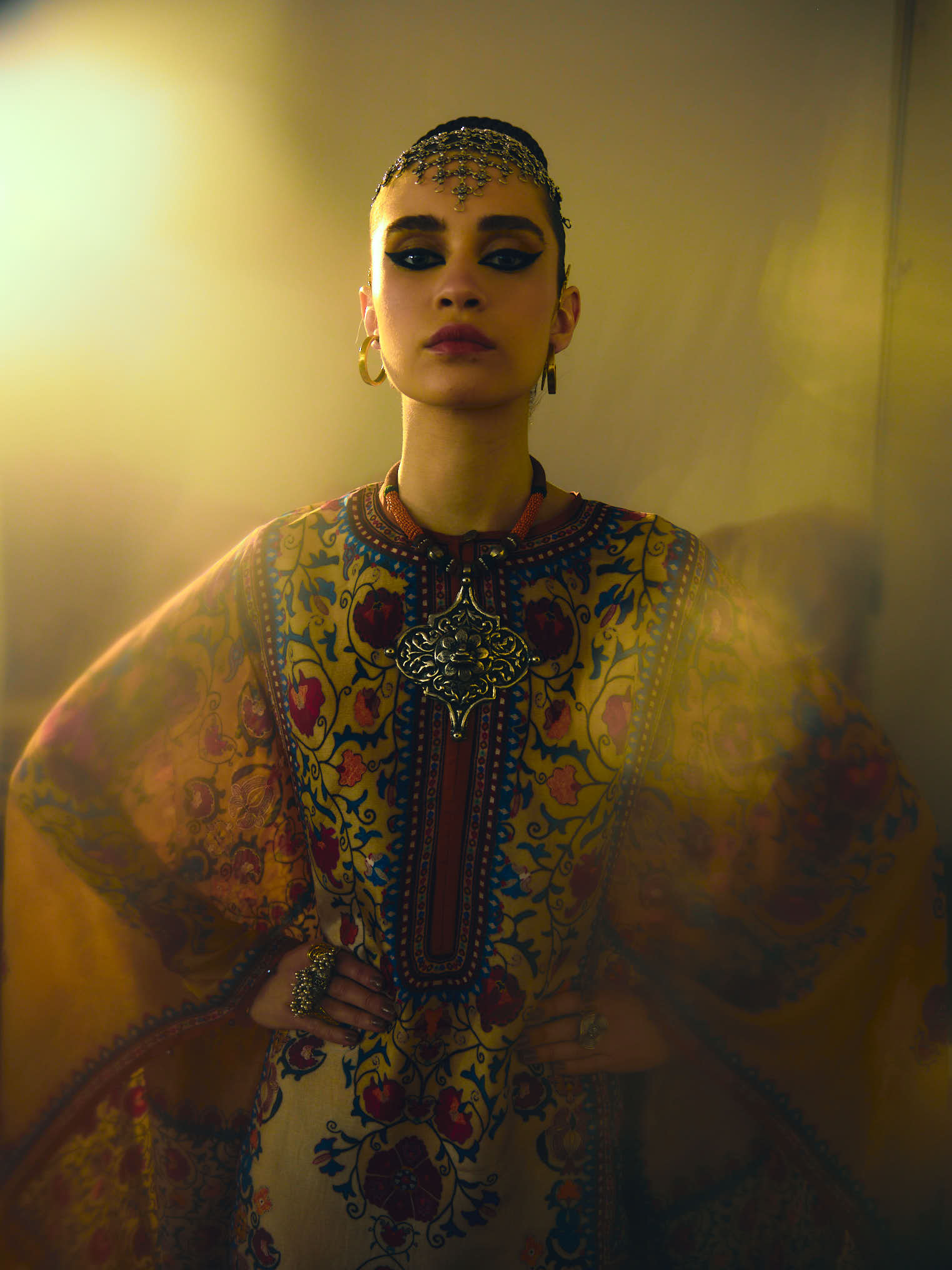 Bukhara Taupe/Mustard Beatrice Kaftaan Dress