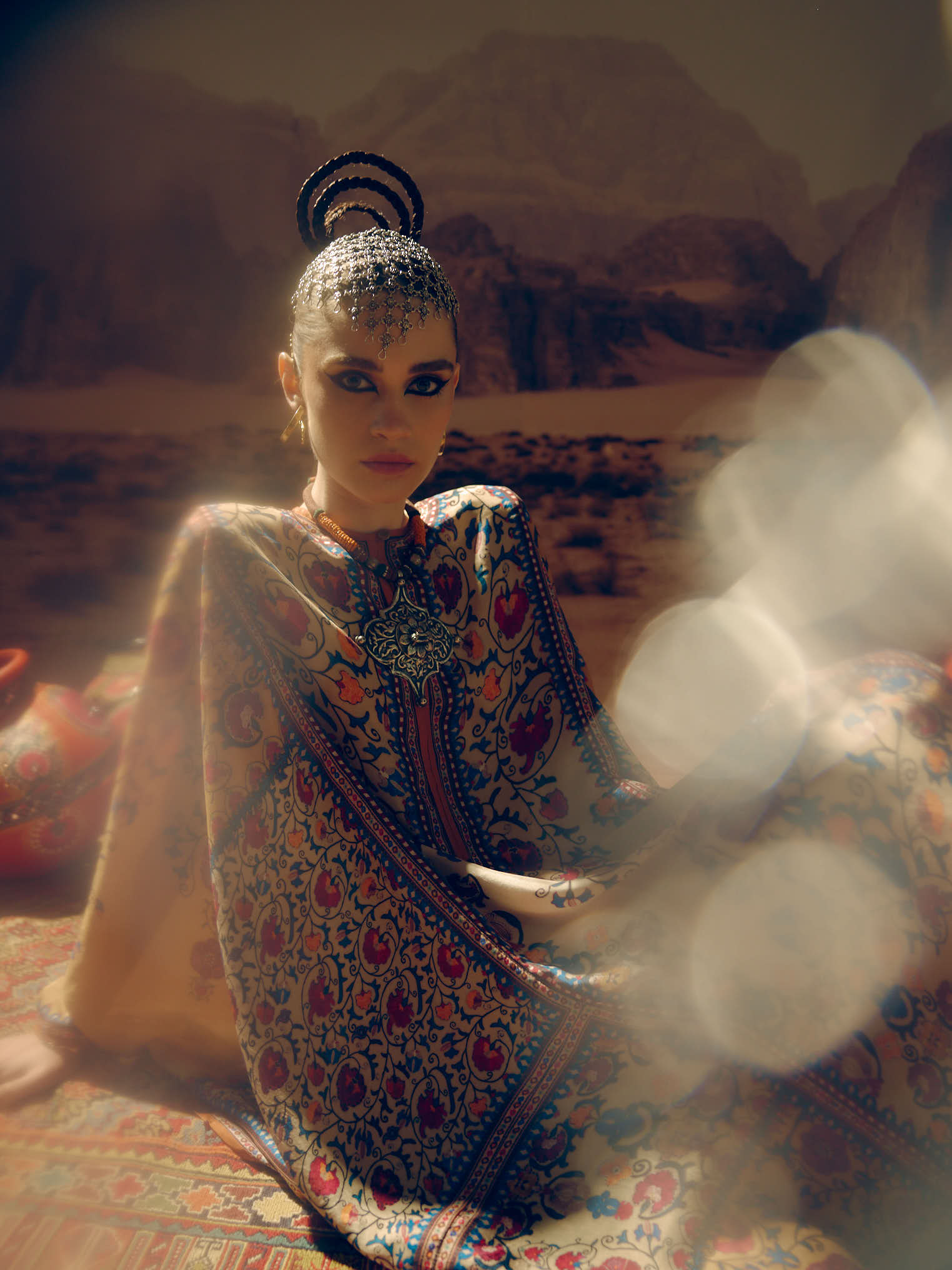 Bukhara Taupe/Mustard Beatrice Kaftaan Dress