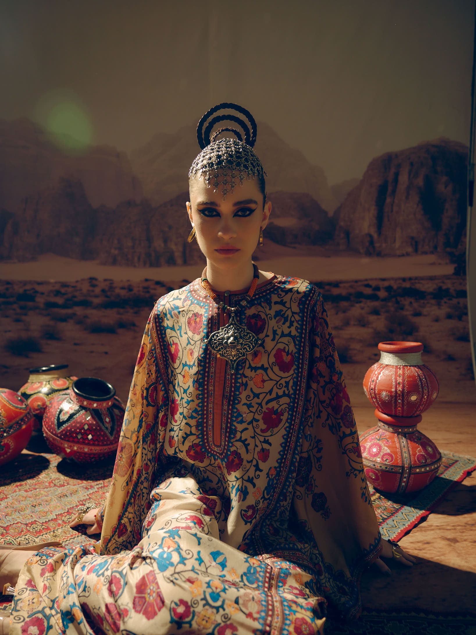 Bukhara Taupe/Mustard Beatrice Kaftaan Dress