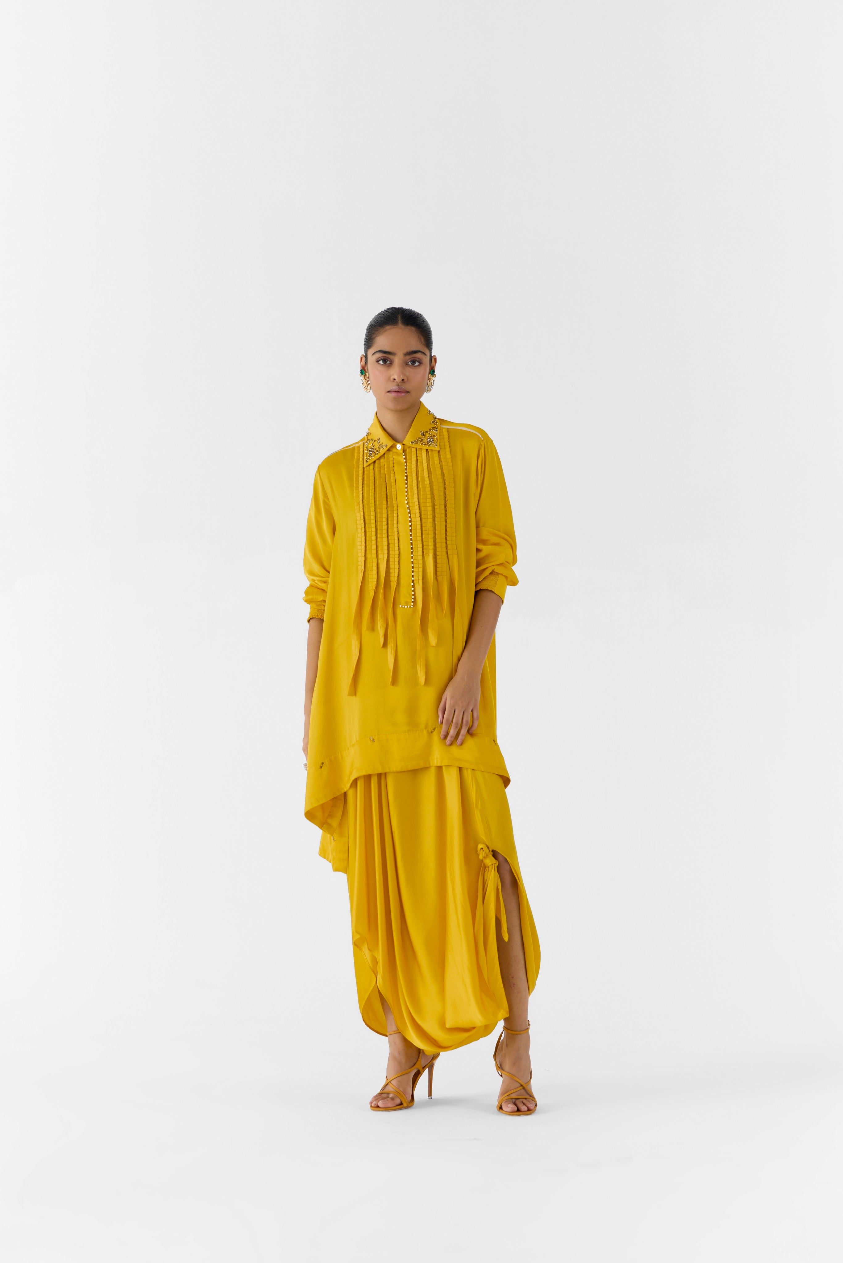 AMBER ASYMMETRIC SHIRT AND KNOT SKIRT