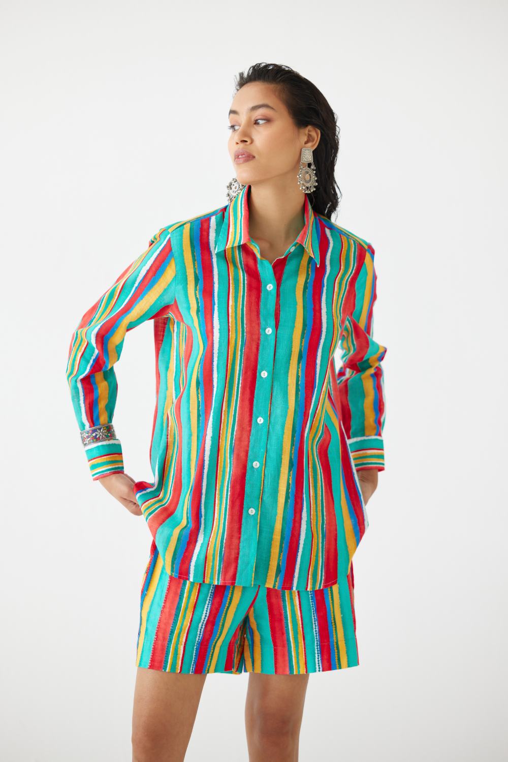 Birch Shirt & Embroidered Shorts