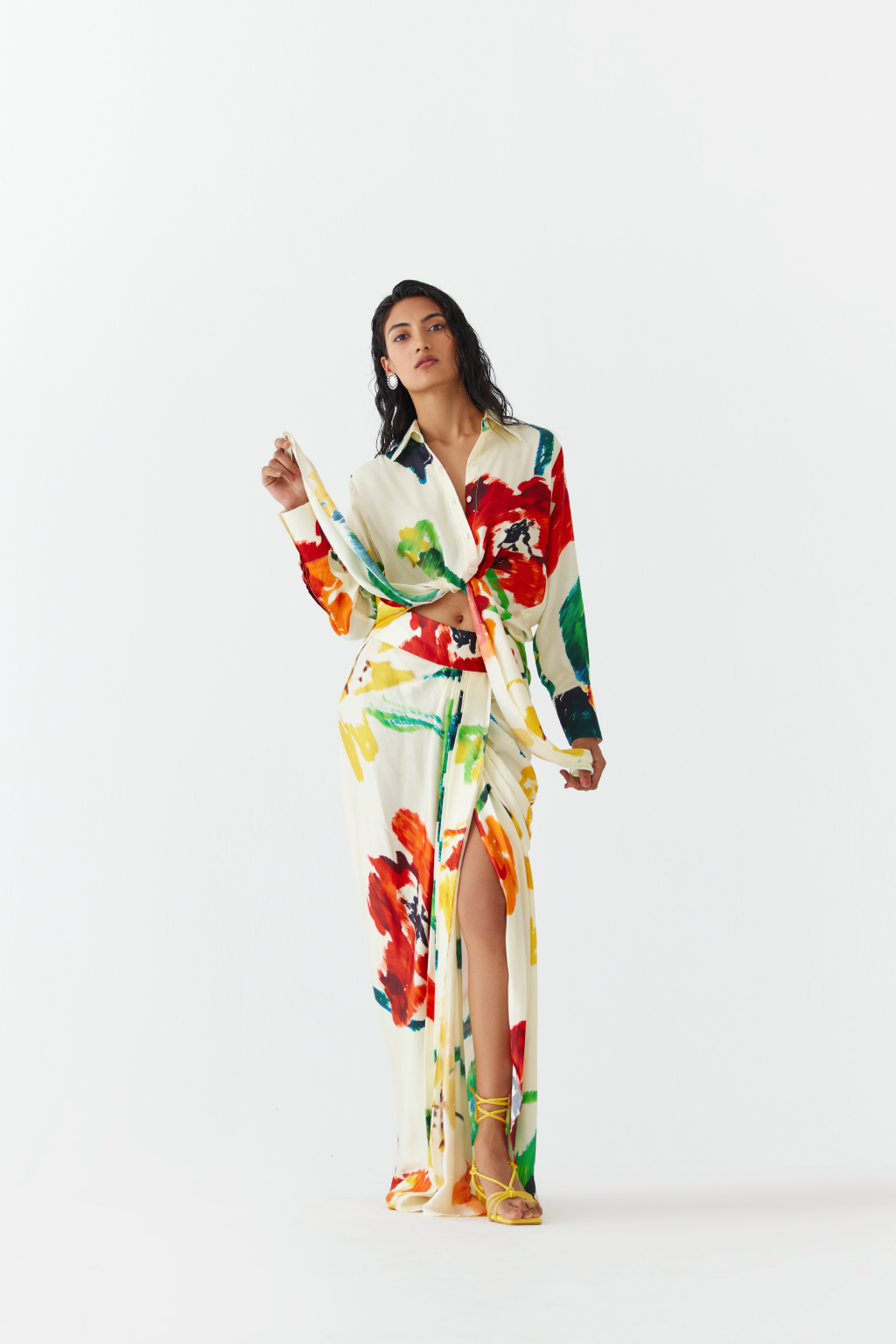 Monet Knot Shirt & Draped Skirt